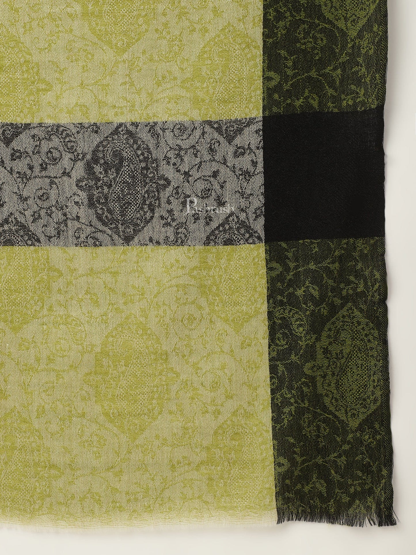 Pashtush India Womens Stoles and Scarves Scarf Pashtush Women's Reversible Stole, With Paiseley Weave, Green