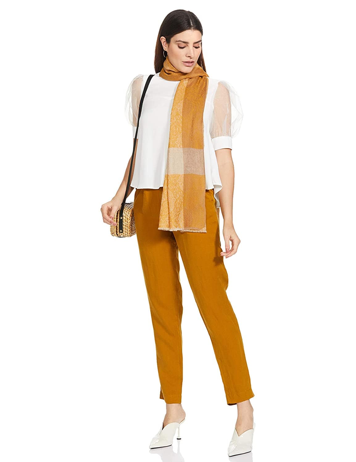 Pashtush India 70x200 Pashtush Women's Reversible Stole, With Paiseley Weave, Mustard