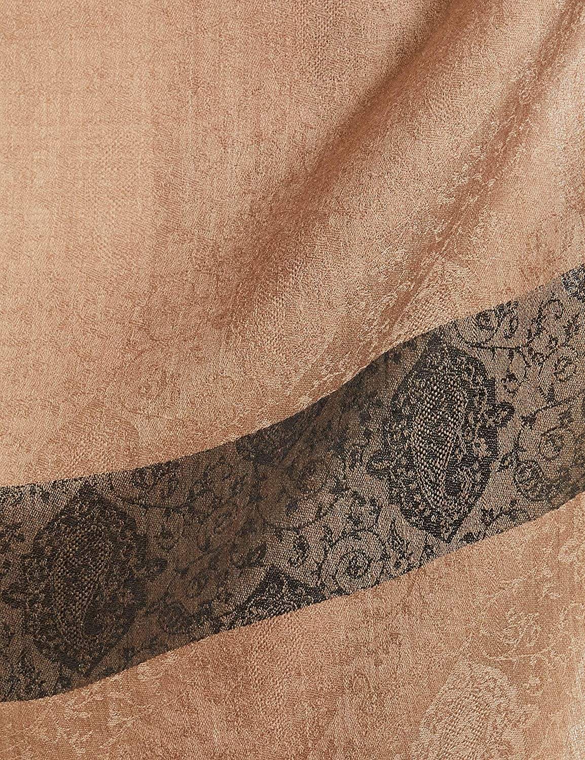 Pashtush India 70x200 Pashtush Women's Reversible Stole, with Paiseley weave, Neutral Beige and Black