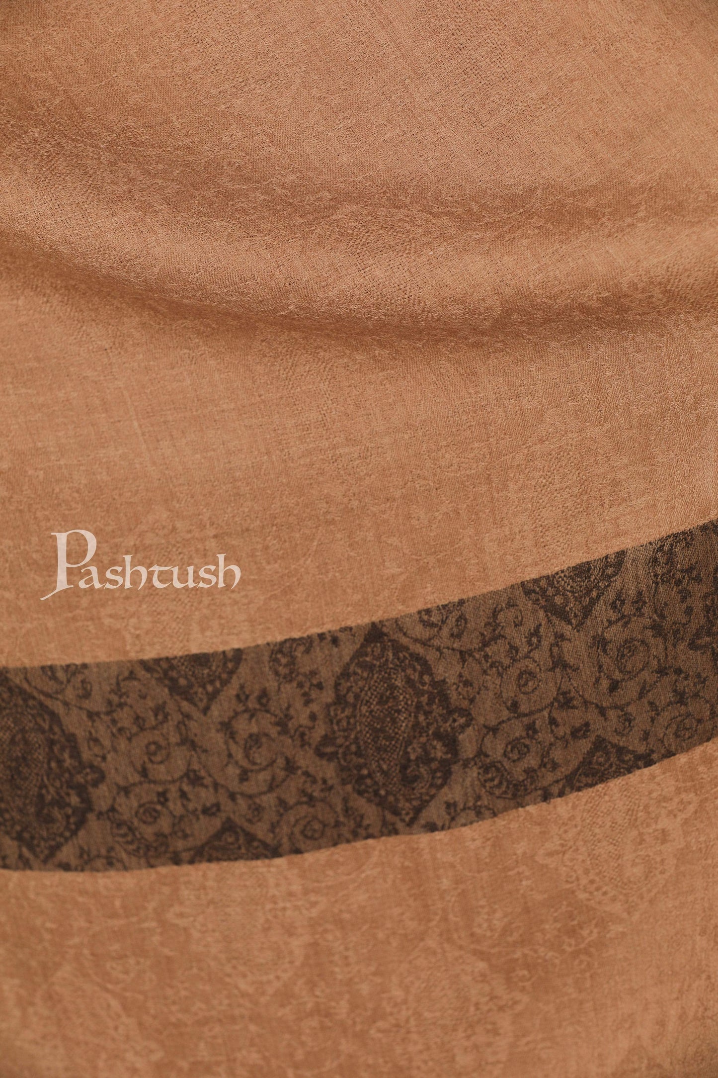 Pashtush India 70x200 Pashtush Women's Reversible Stole, with Paiseley weave, Neutral Beige and Black