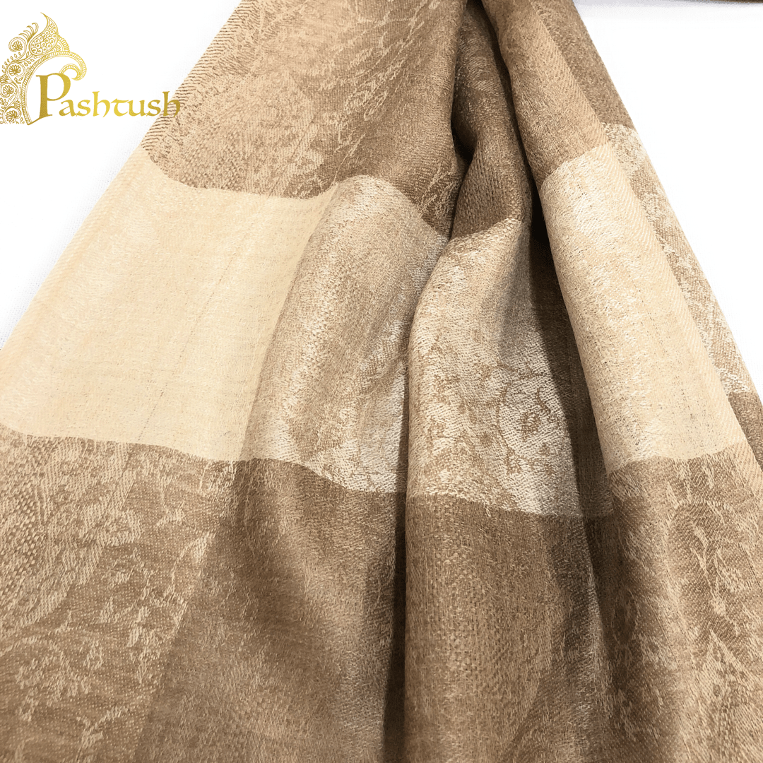 Pashtush India 70x200 Pashtush Women's Reversible Stole, with Paiseley weave, (neutral beige colour)