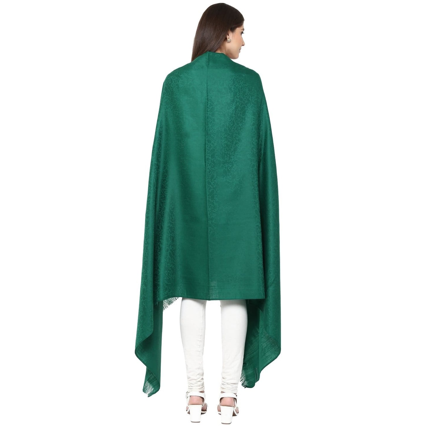 Pashtush India 100x200 Pashtush Women's Self Paisley, Fine Wool Shawl, Bottle Green