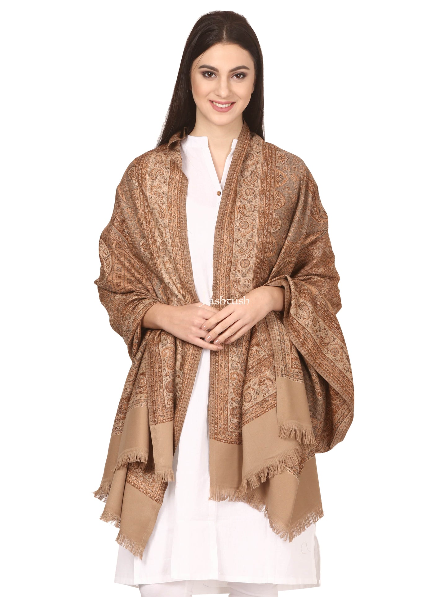 Pashtush India Womens Shawls Pashtush Women'S Shawl, Warm And Soft, Faux Pashmina Design, Taupe