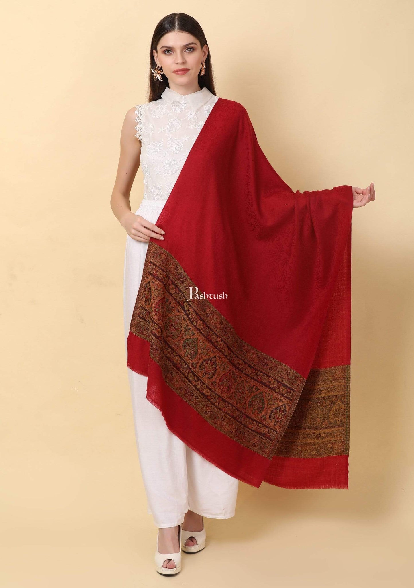 Pashtush India Stole Pashtush Women's Silk-Wool Reversible Stole