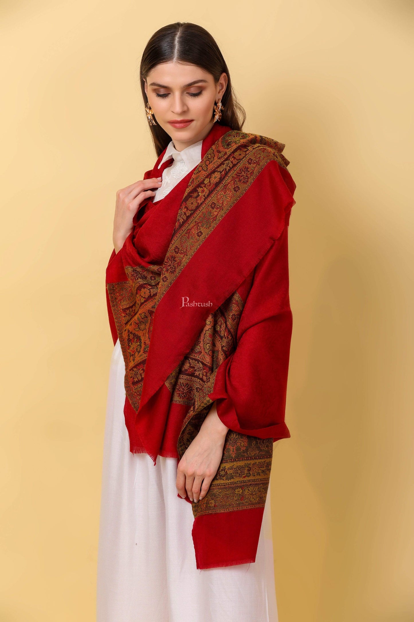 Pashtush India 70x200 Pashtush Women's Silk-Wool Reversible Stole