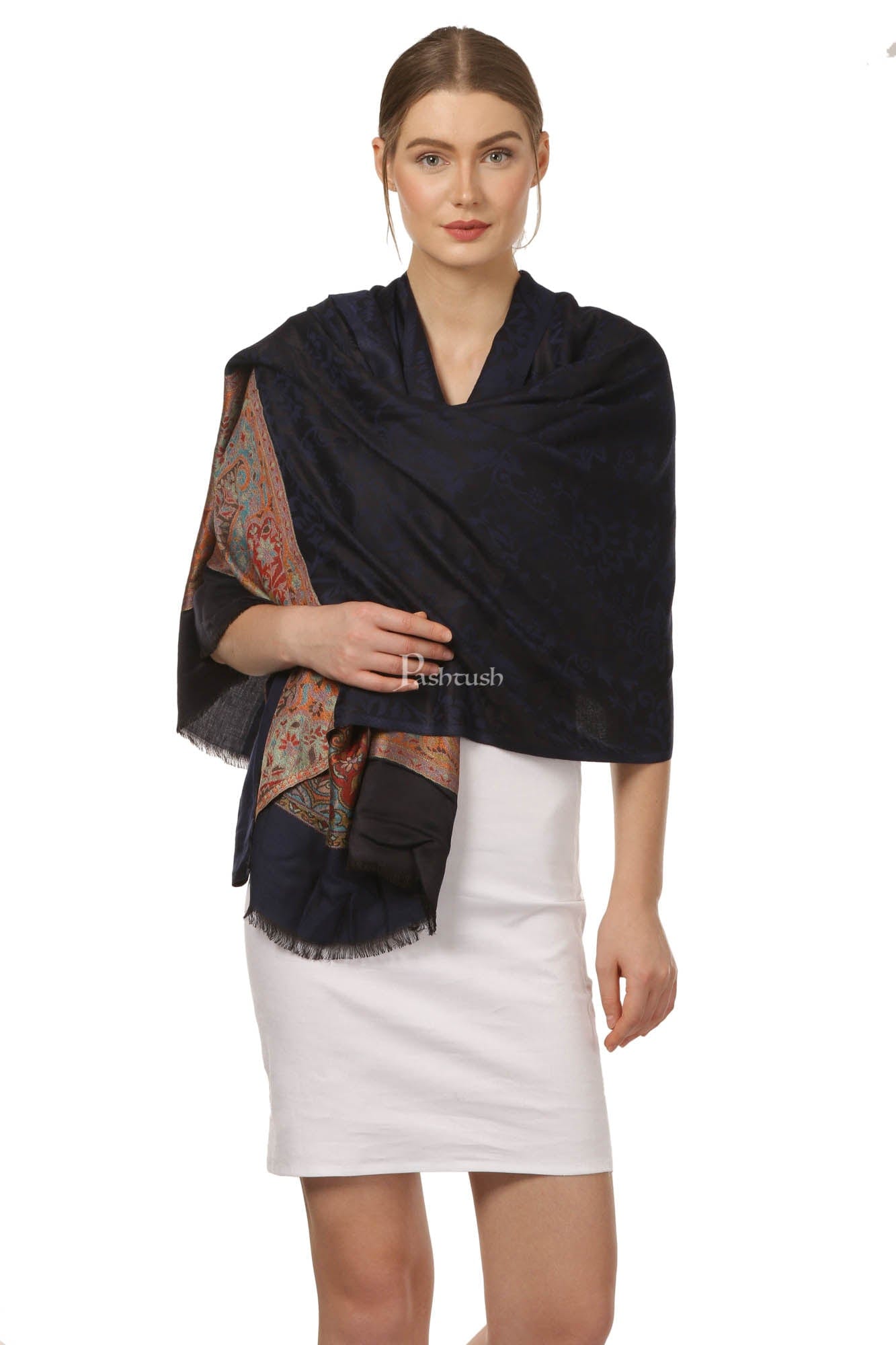 Pashtush India Womens Stoles and Scarves Scarf Pashtush Women'S Silky Reversible Scarf, Stole, Black