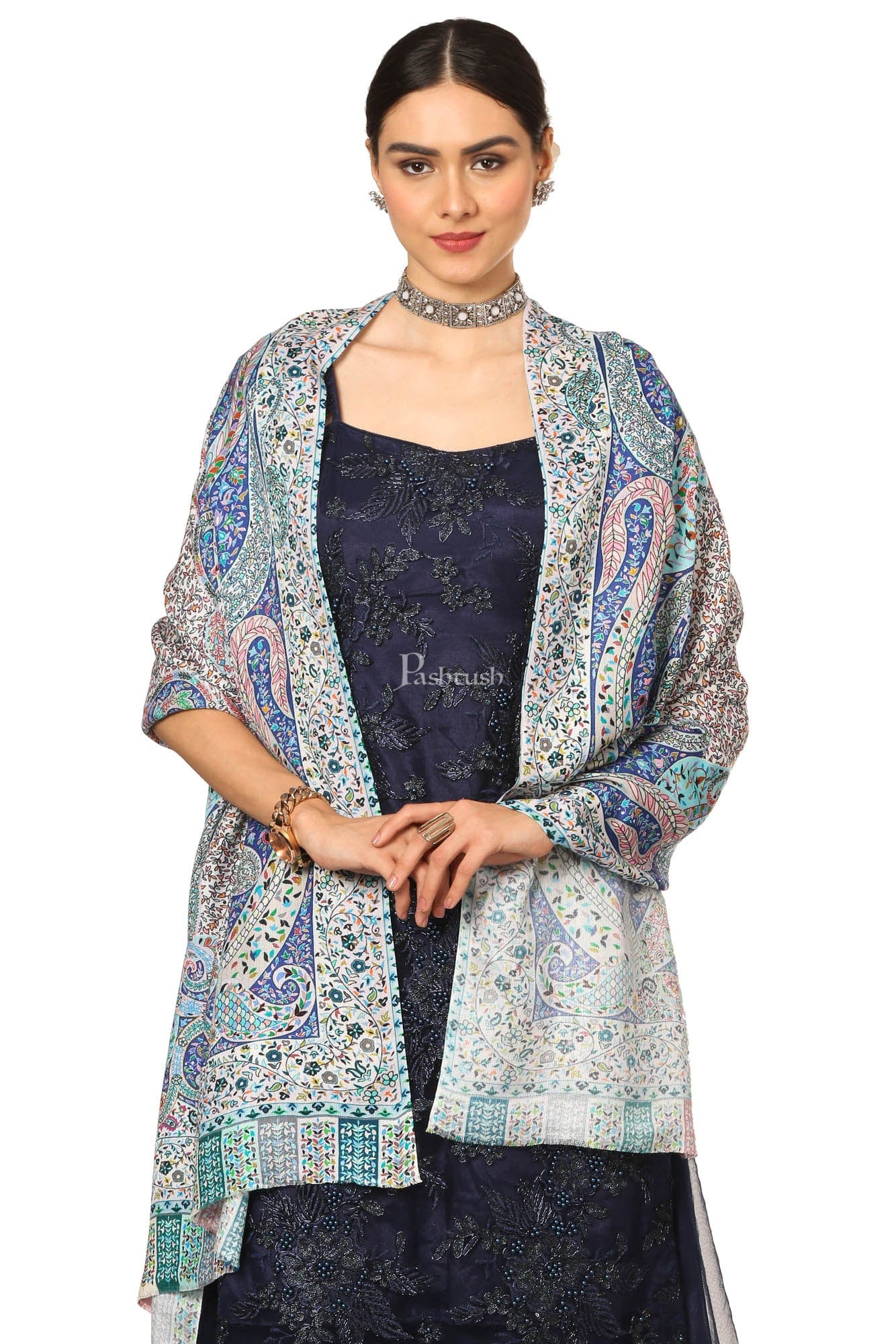 Pashtush India Womens Stoles and Scarves Scarf Pashtush Women'S Soft Bamboo Scarf, Casual Shawls, Stoles, Wraps (Soft Bamboo) - Paisely Garden