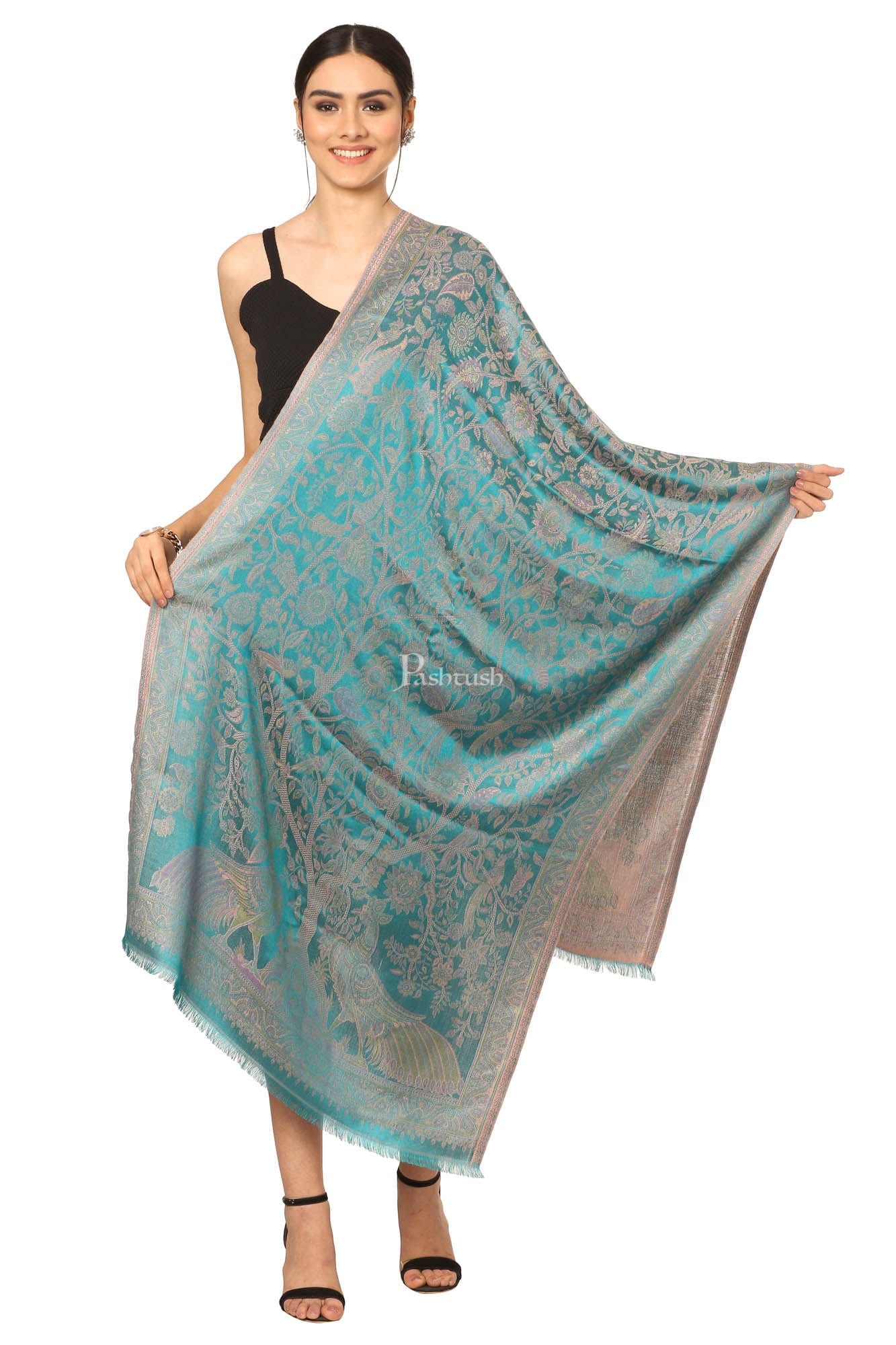 Pashtush India Womens Stoles and Scarves Scarf Pashtush Women'S Soft Bamboo Scarf, Casual, Stole, Wrap - Blue/Grey
