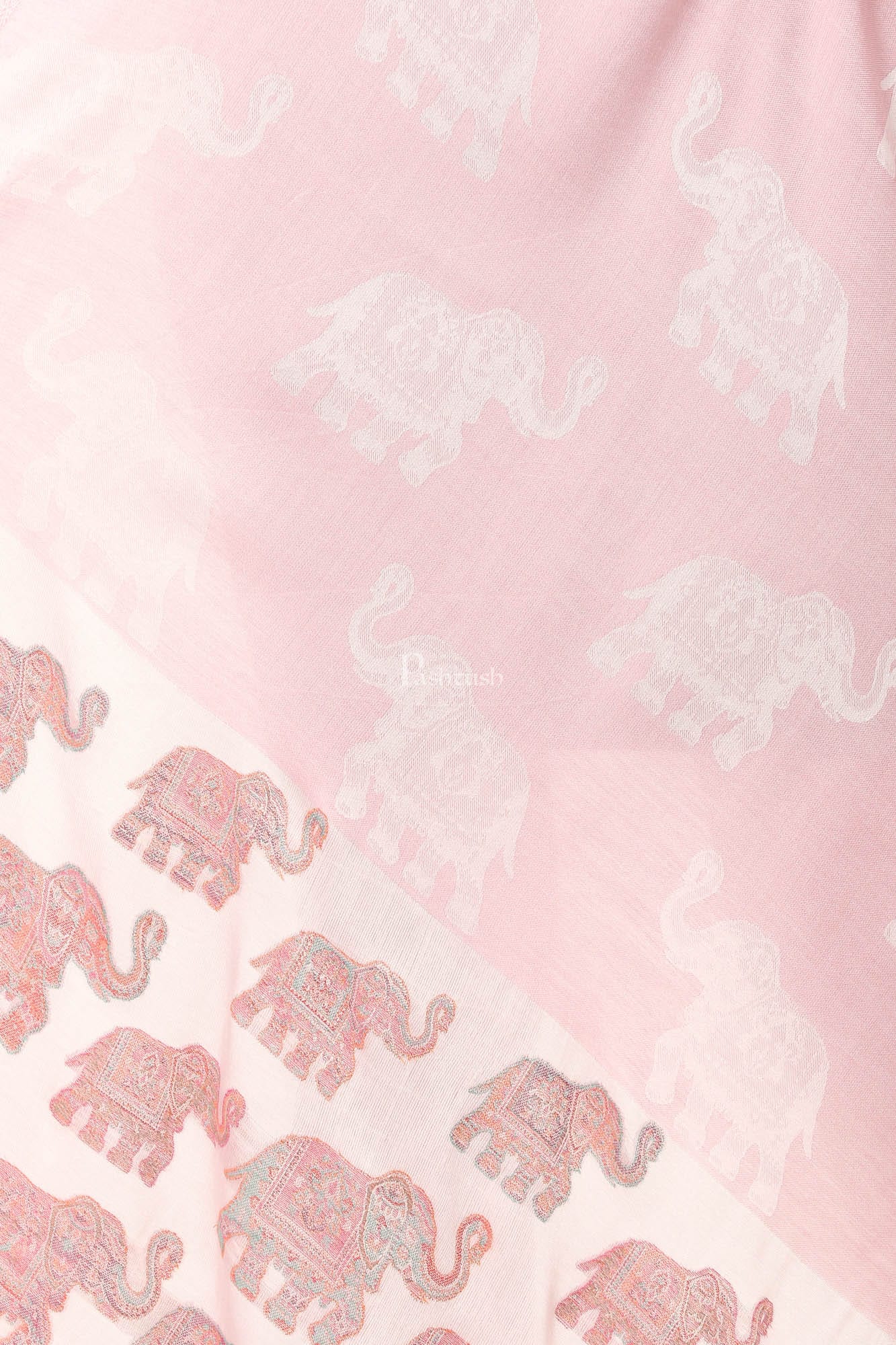 Pashtush India Womens Stoles and Scarves Scarf Pashtush Women'S Soft Bamboo Scarf, Happy Elephant Woven Design, Powder Pink