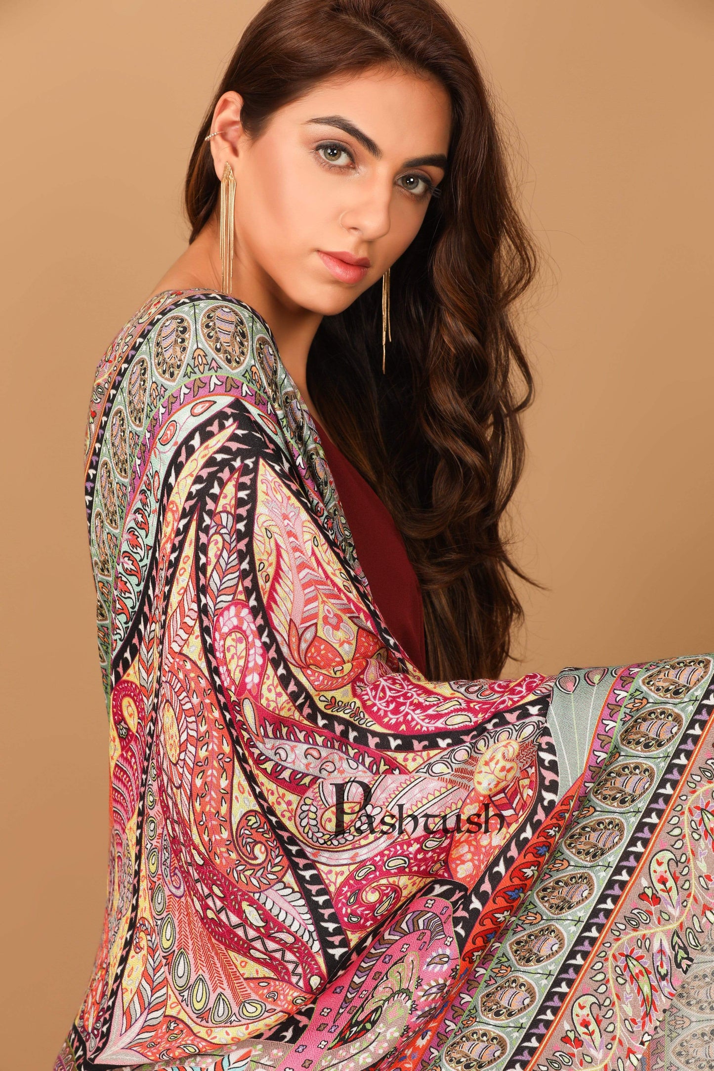 Pashtush India 70x200 Pashtush Women's Soft Bamboo Scarf, Stoles, Wraps (soft Bamboo) - Paisley Garden