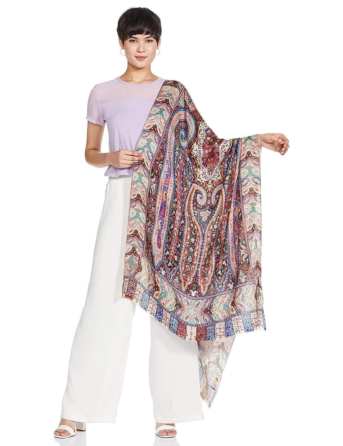 Pashtush India 70x200 Pashtush Women's Soft Bamboo Scarf, Stoles, Wraps (soft Bamboo) - Paisley Garden