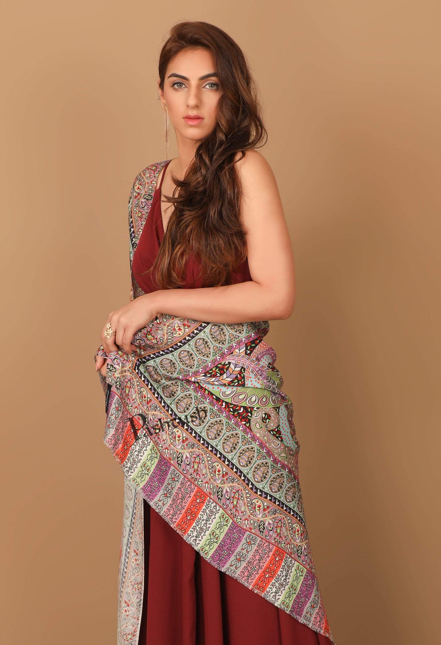 Pashtush India 70x200 Pashtush Women's Soft Bamboo Scarf, Stoles, Wraps (soft Bamboo) - Paisley Garden