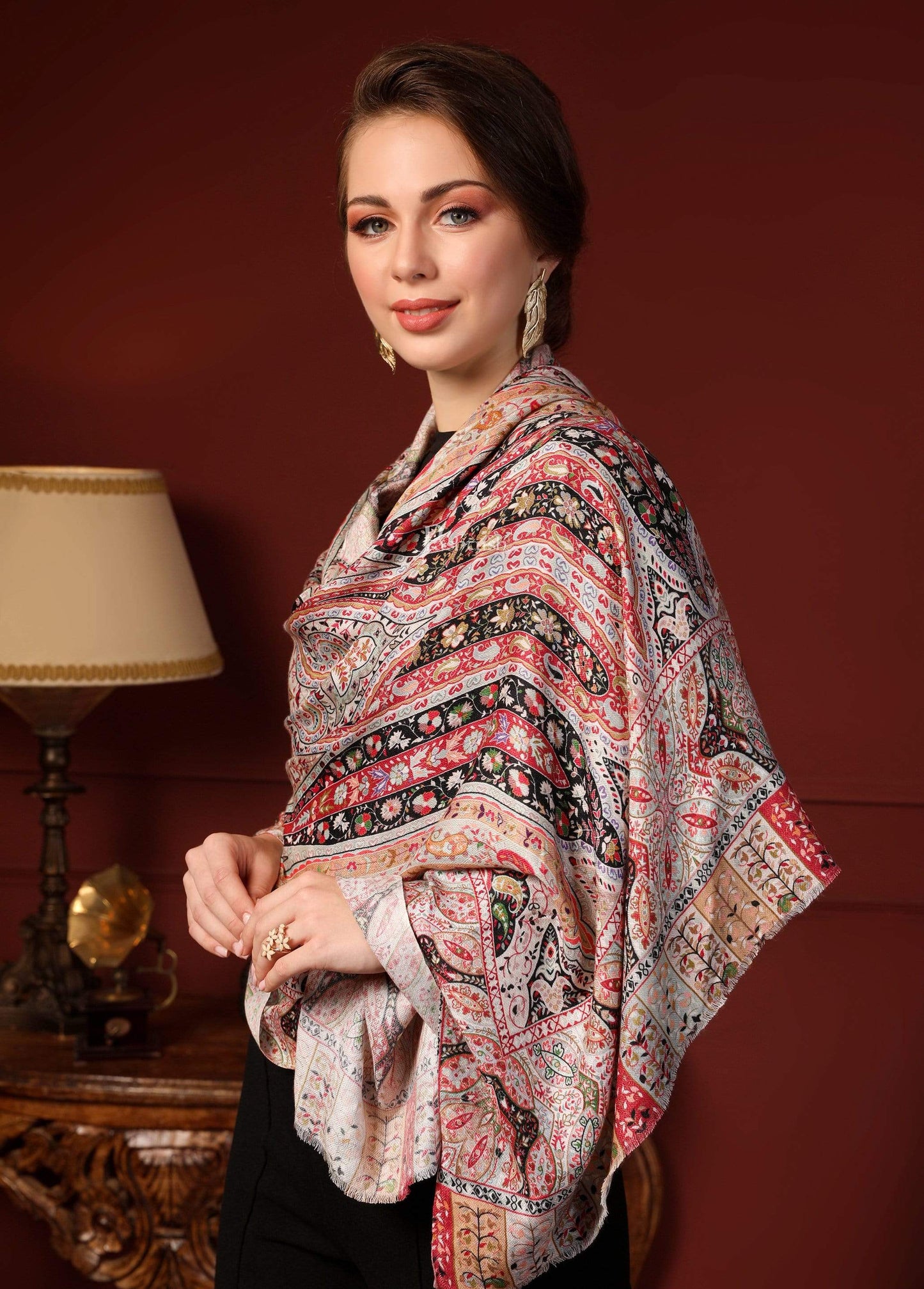 Pashtush India 70x200 Pashtush Women's Soft Bamboo Scarf, Stoles, Wraps (soft Bamboo) - Paisley Garden