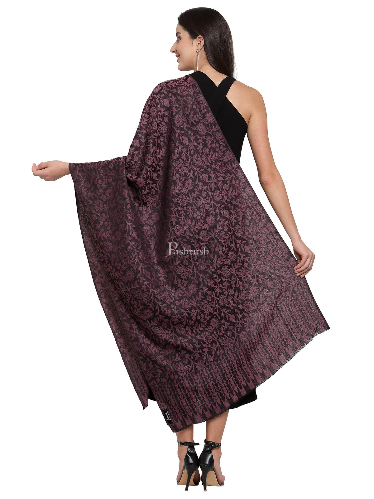 Pashtush India Womens Stoles and Scarves Scarf Pashtush Women'S Soft Fine Wool Floral Scarf, Soft And Warm