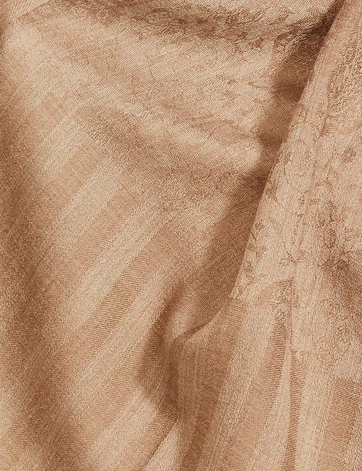 Pashtush India 70x200 Pashtush Women's Soft Fine Wool Scarf, Paisley Weave, Beige
