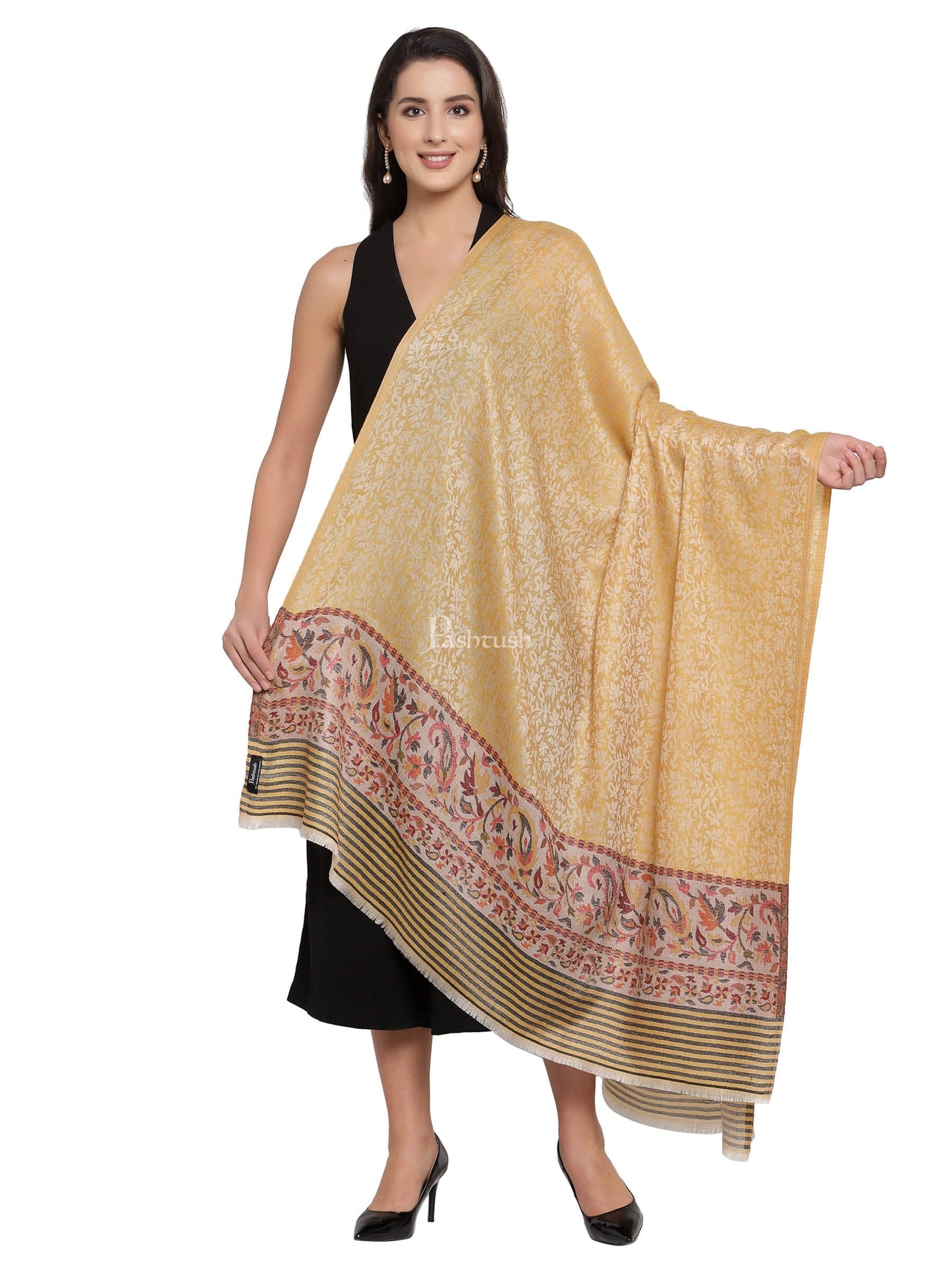 Pashtush India Womens Shawls Pashtush Women'S Soft Wool Cashmere Blended Shawl, Ethnic Palla