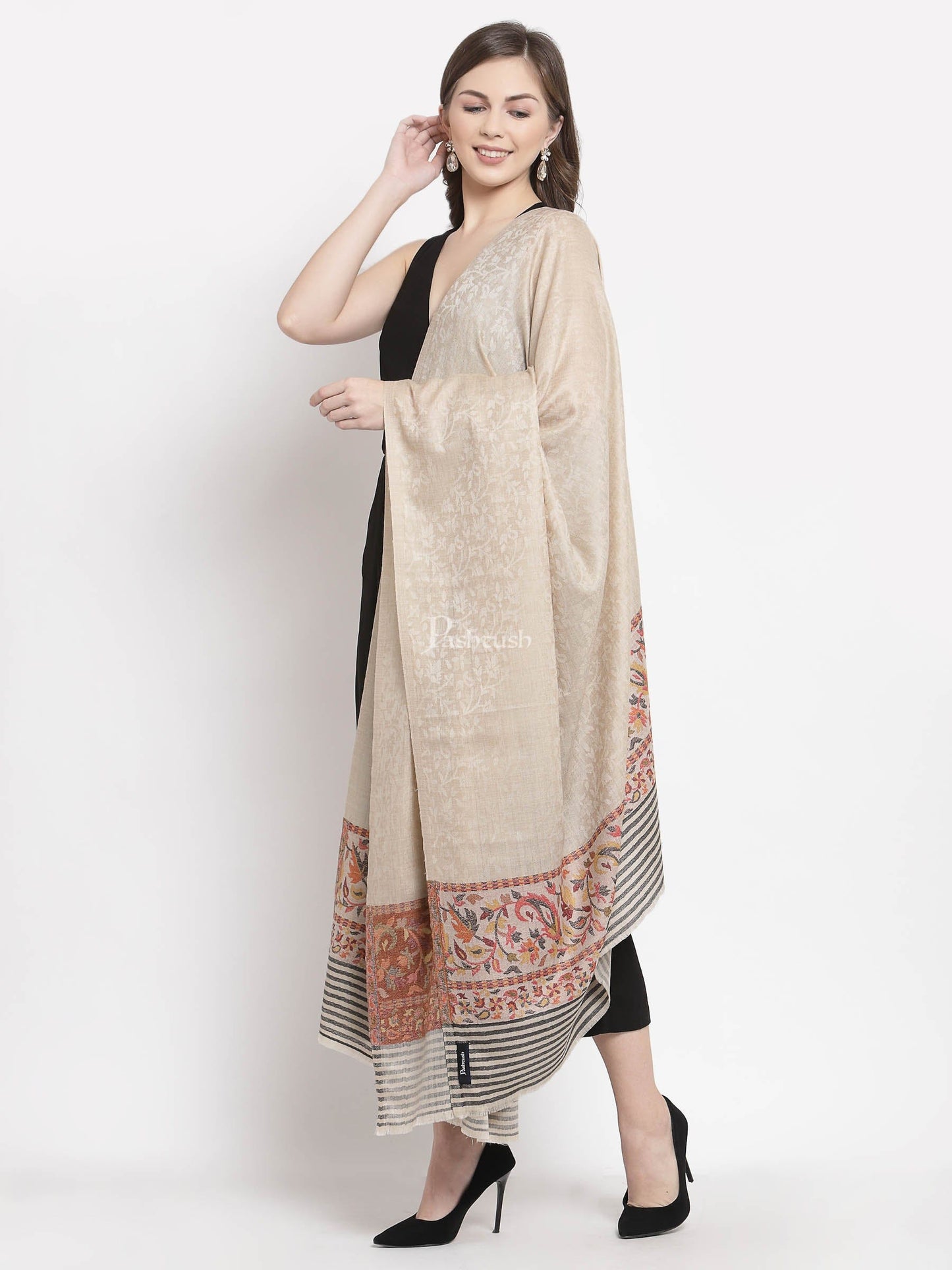 Pashtush India Womens Shawls Pashtush Women'S Soft Wool Cashmere Blended Shawl, Ethnic Palla
