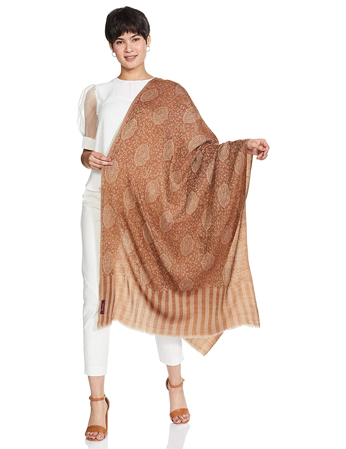 Pashtush India 70x200 Pashtush Women's Soft Wool, Reversible Stole Scarf, Espresso Brown