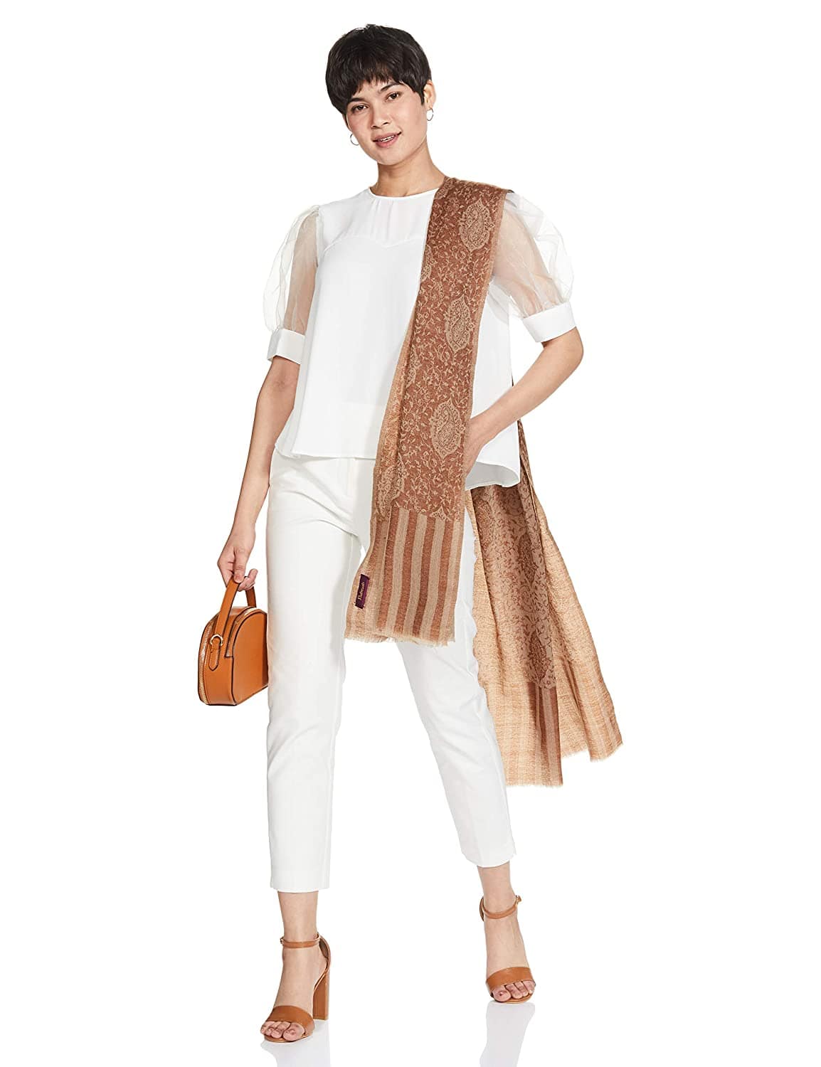 Pashtush India 70x200 Pashtush Women's Soft Wool, Reversible Stole Scarf, Espresso Brown