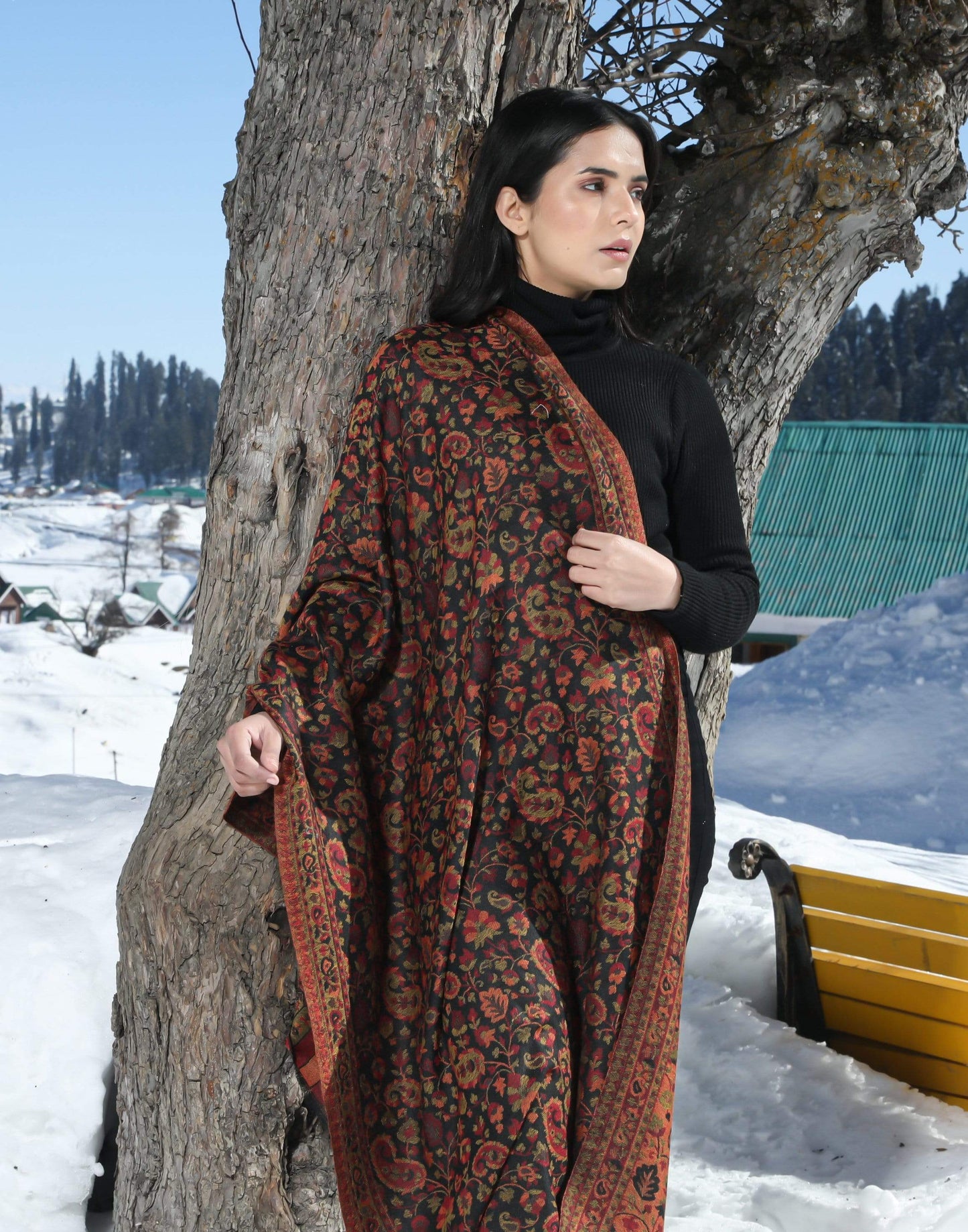 Pashtush India 70x200 Pashtush Women's Soft Wool, Reversible Stole, Scarf, Kaani Weave, Taupe