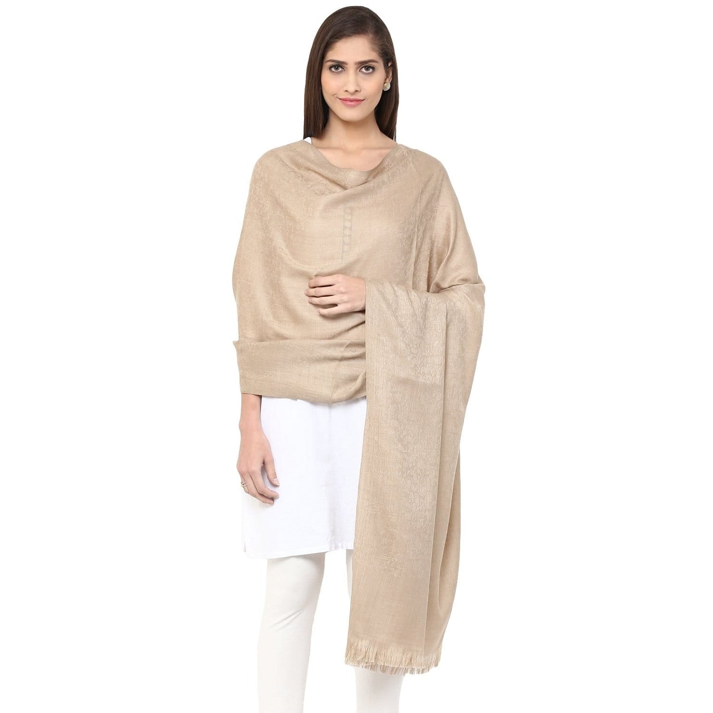 Pashtush India 100x200 Pashtush Women's Soft Wool Shawl, Paisley Weave, sahara