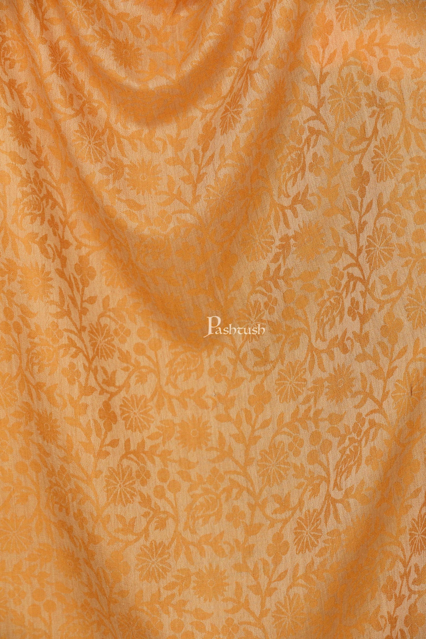Pashtush Shawl Store Stole Pashtush Women's Wool Self Reversible Scarf Floral Jacquard Design, Silk-Wool