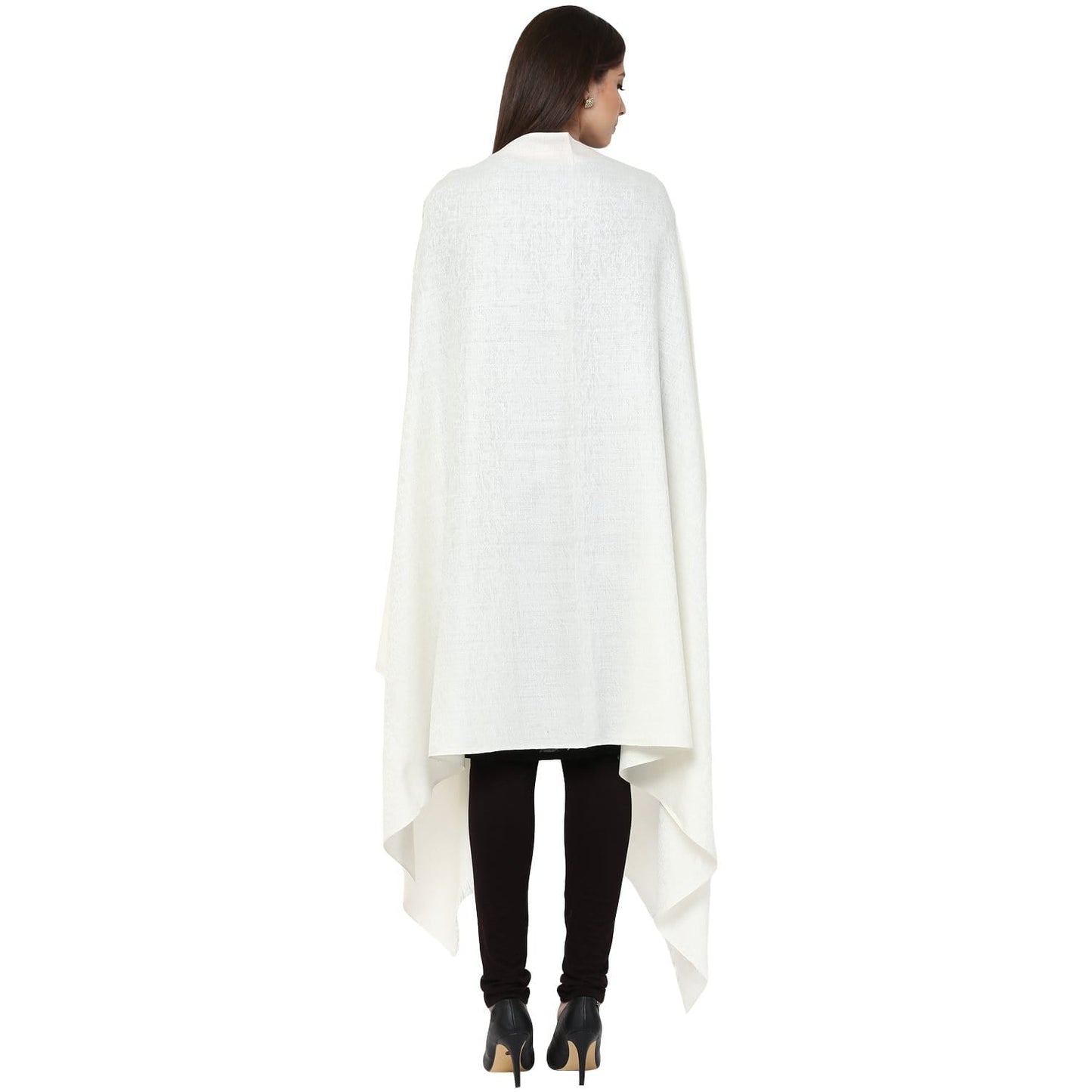 Pashtush Women'S Wool Shawl, Paisley Design, Ivory