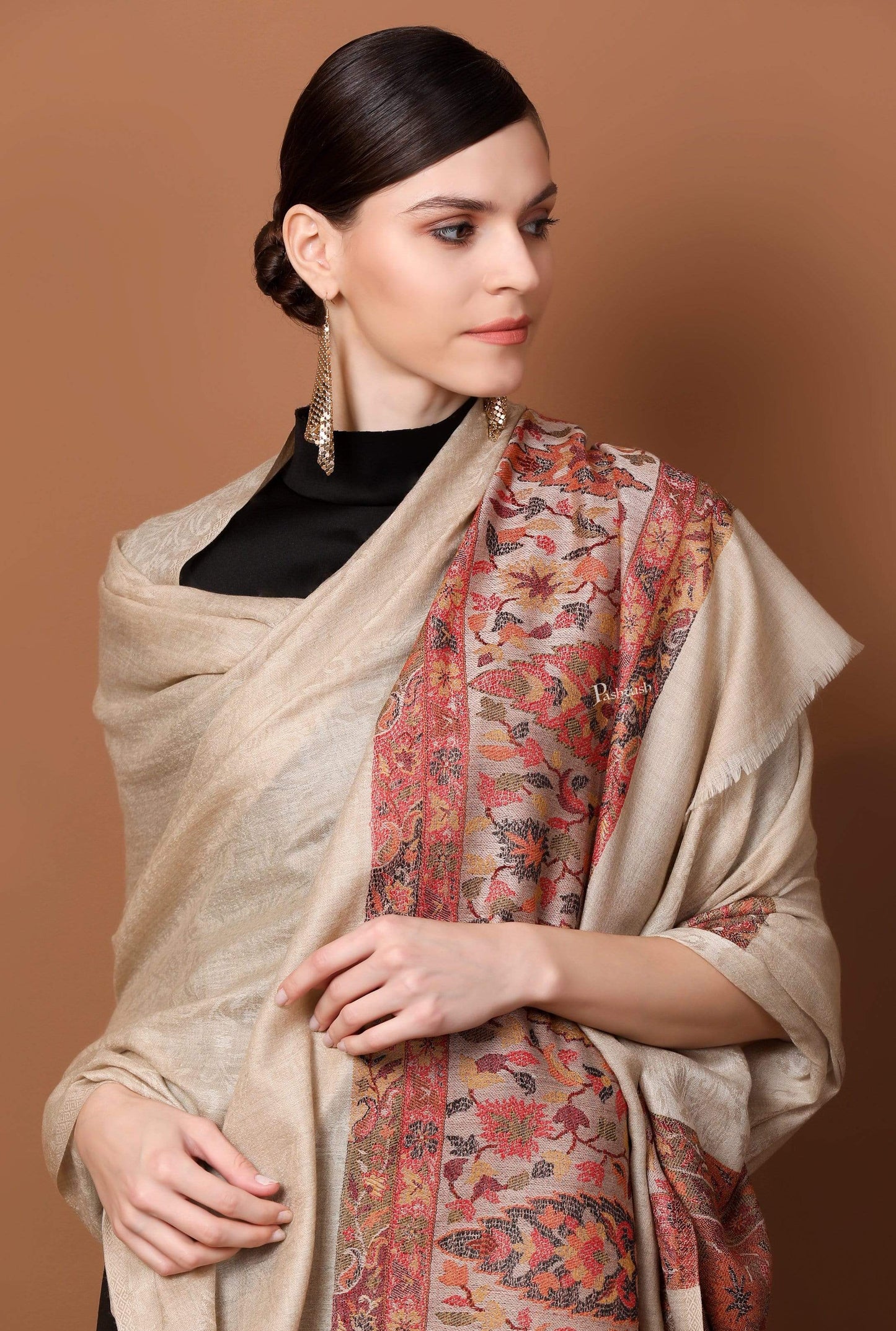 Pashtush India Shawl Pashtush Women's Wool Soft Wool Cashmere Blended Shawl with Kaani Weave Palla