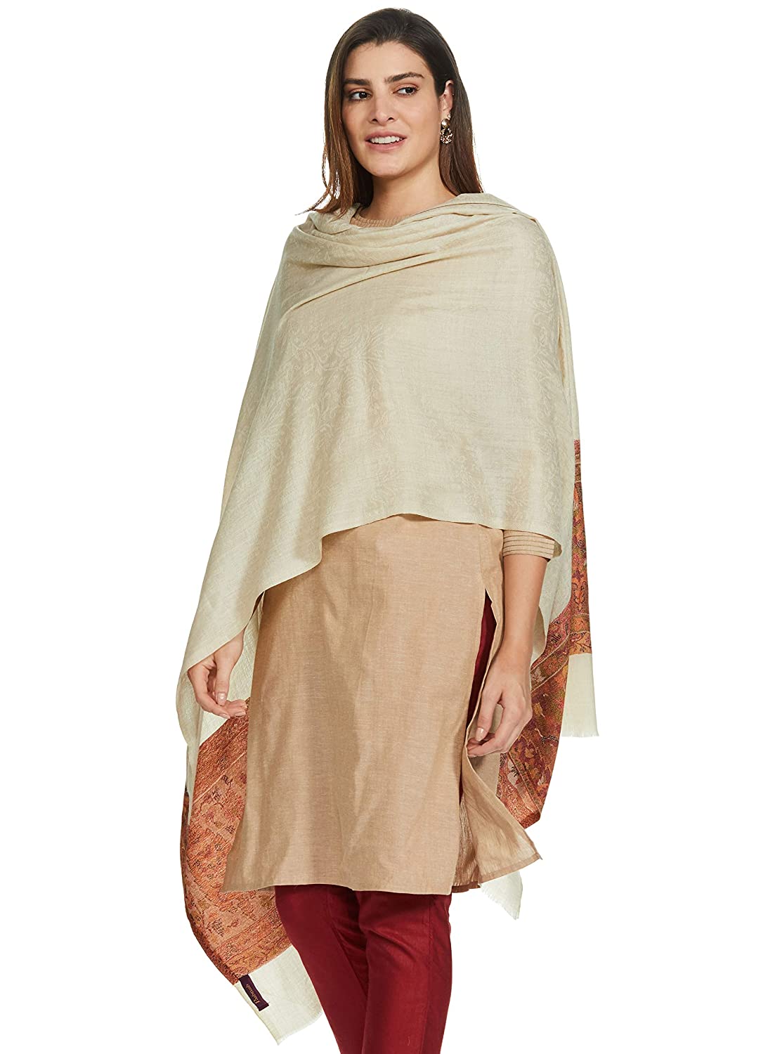 Pashtush India 100x200 Pashtush Women's Wool Soft Wool Cashmere Blended Shawl with Kaani Weave Palla