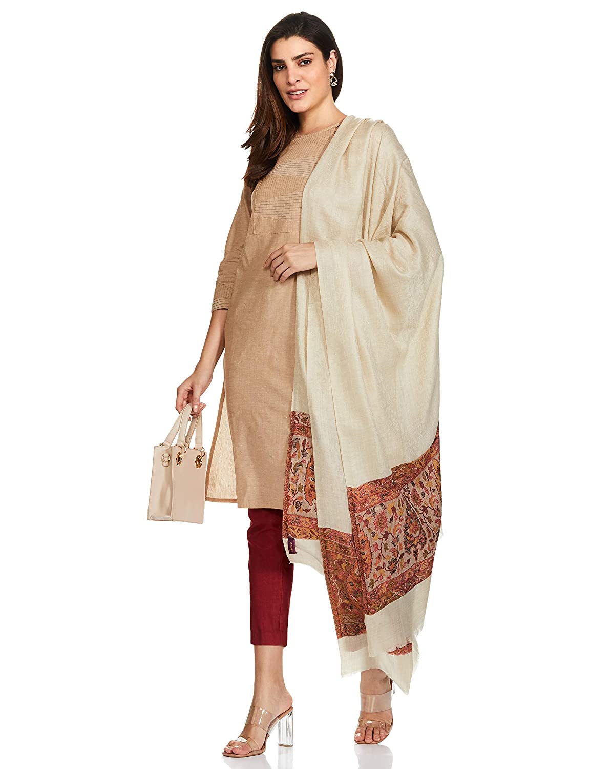 Pashtush India 100x200 Pashtush Women's Wool Soft Wool Cashmere Blended Shawl with Kaani Weave Palla