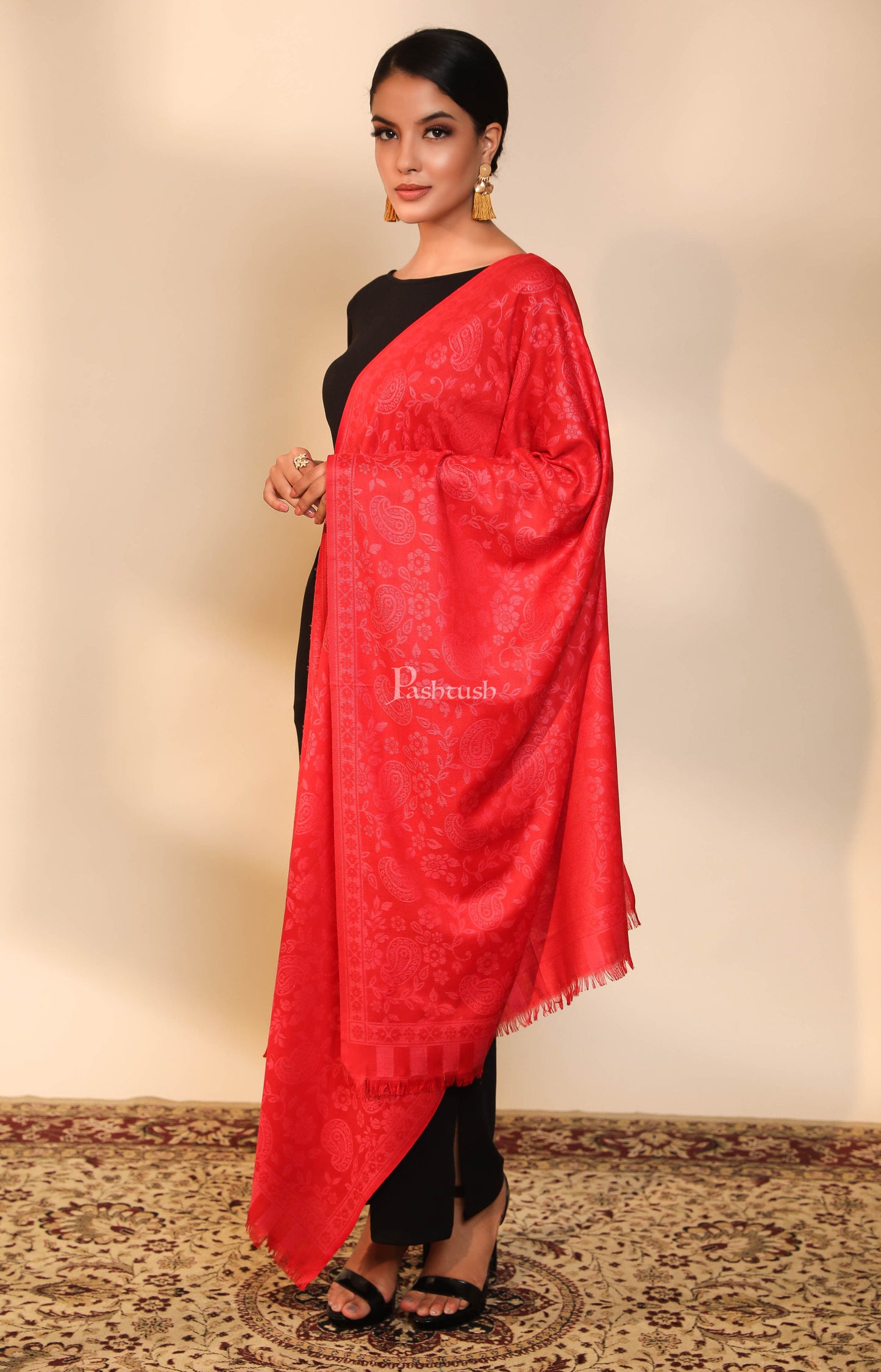 Pashtush India Womens Stoles and Scarves Scarf Pashtush women stole, maroon