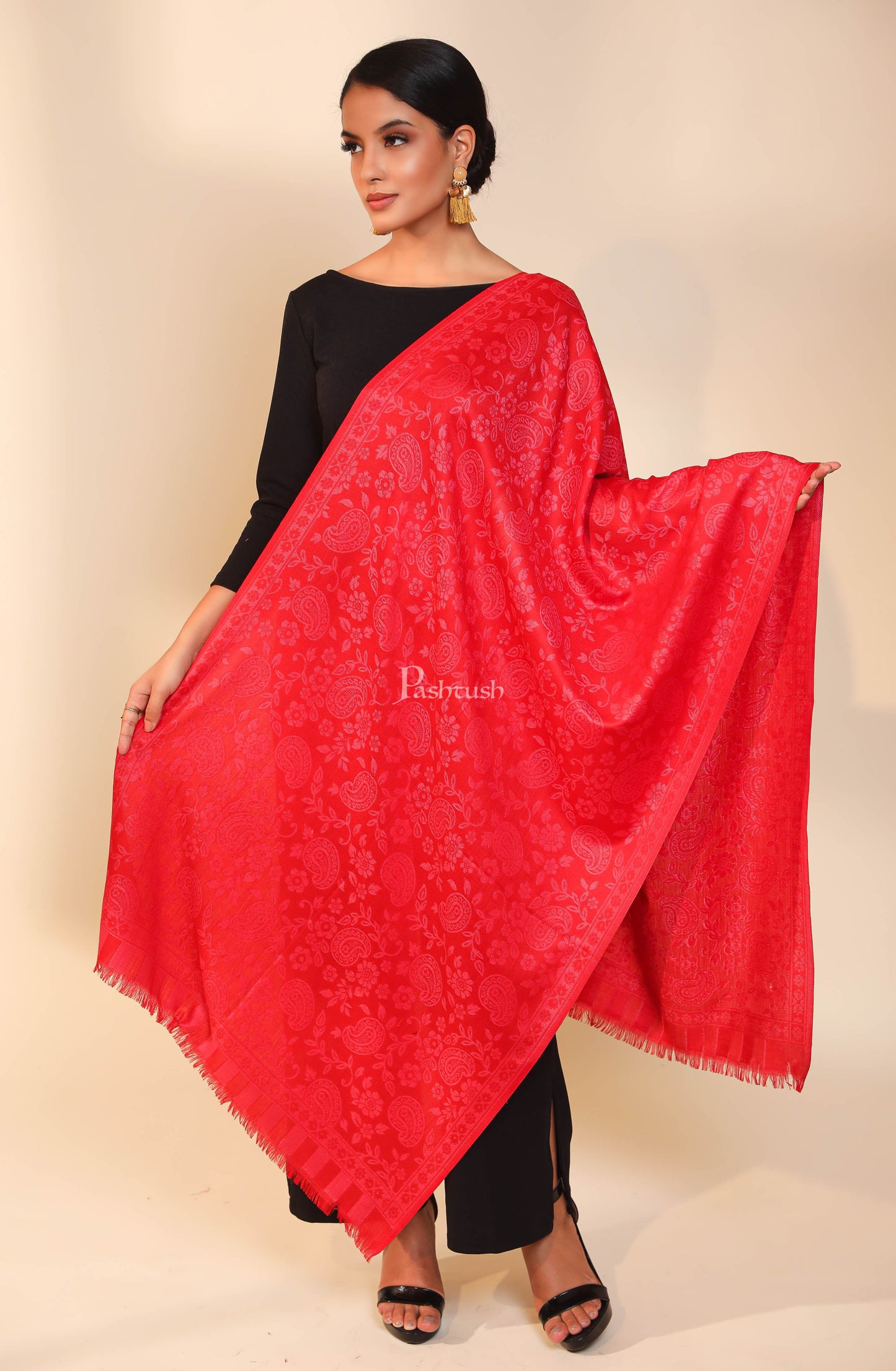 Pashtush India Womens Stoles and Scarves Scarf Pashtush women stole, maroon