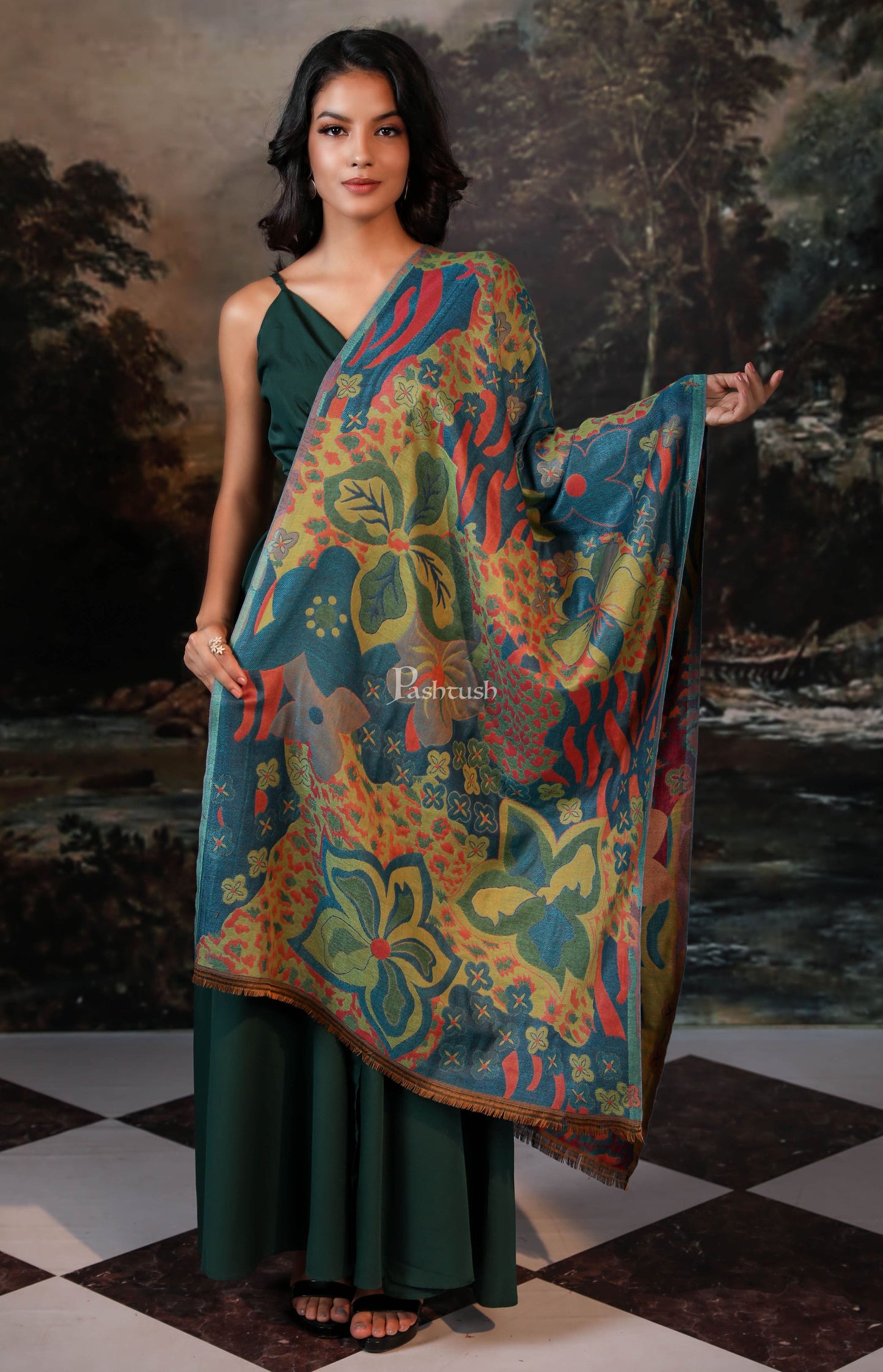 Pashtush India Womens Stoles and Scarves Scarf Pashtush women stole, multi color