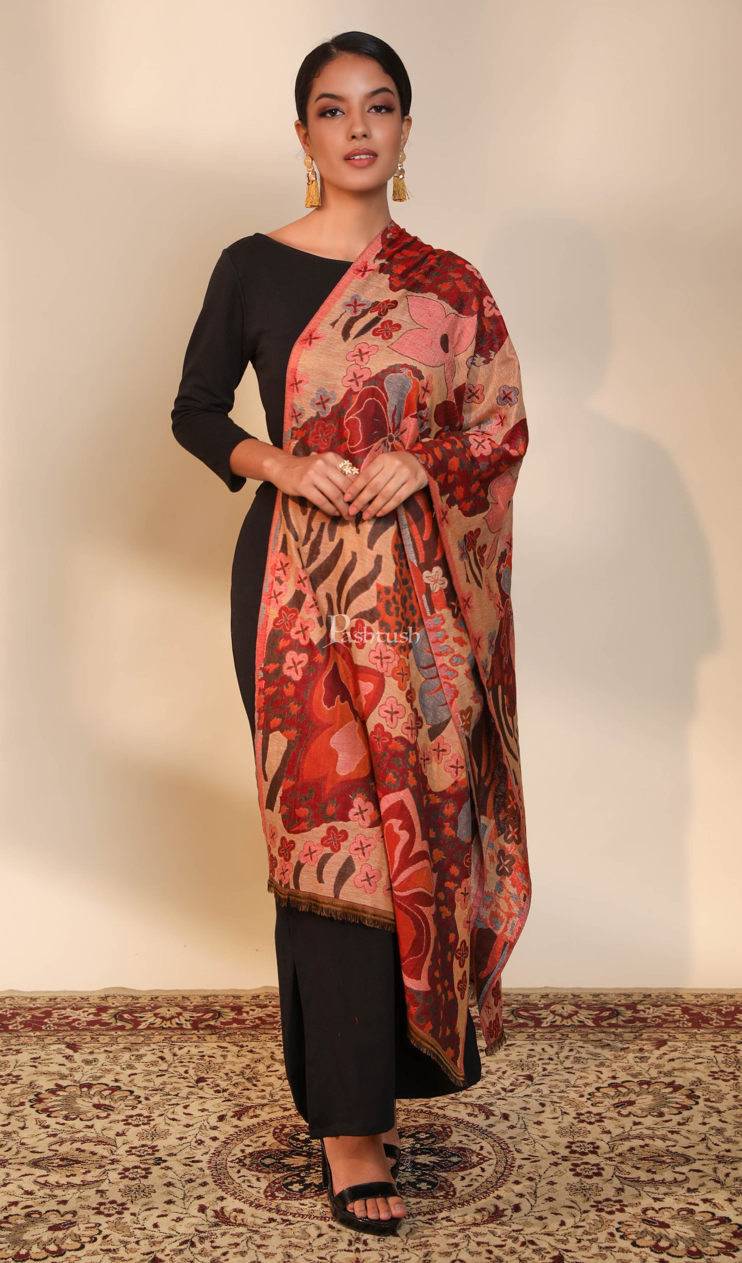 Pashtush India Womens Stoles and Scarves Scarf Pashtush women stole, multi color