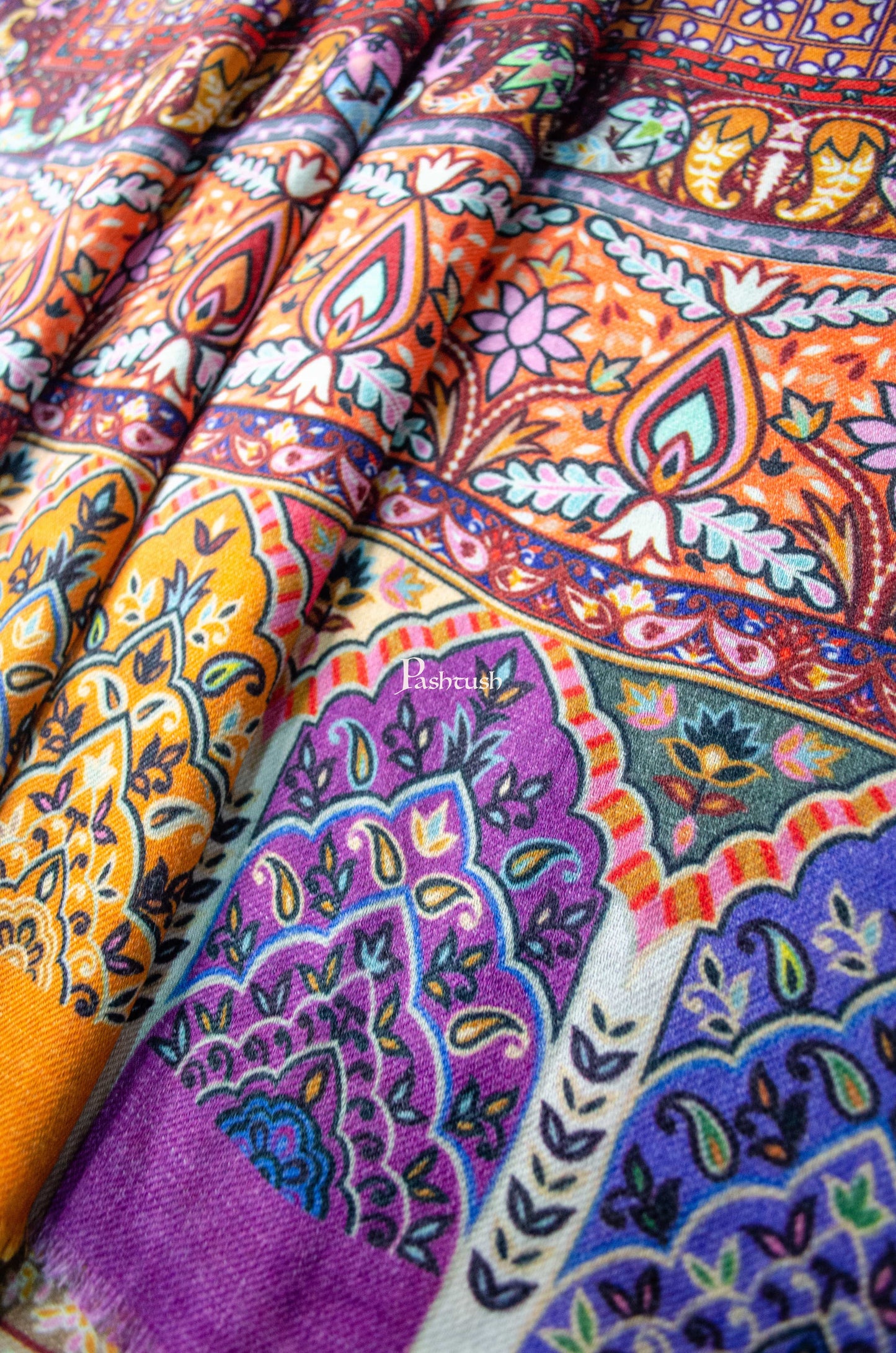 Pashtush India Womens Shawls Pashtush Womens 100% Pure Wool With Woolmark Certificate Shawl, Design, Multicolour