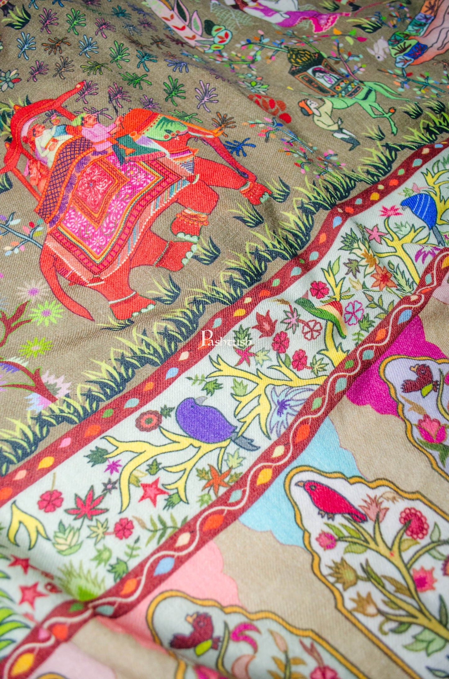 Pashtush India Womens Shawls Pashtush Womens 100% Pure Wool With Woolmark Certificate Shawl, Design, Multicolour