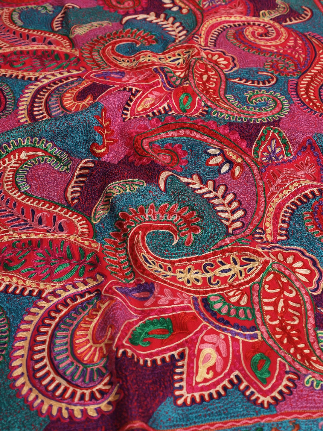 Pashtush India Womens Stoles and Scarves Scarf Pashtush womens 100% Pure Wool with Woolmark Certificate stole, nalki embroidery design, Multicolour