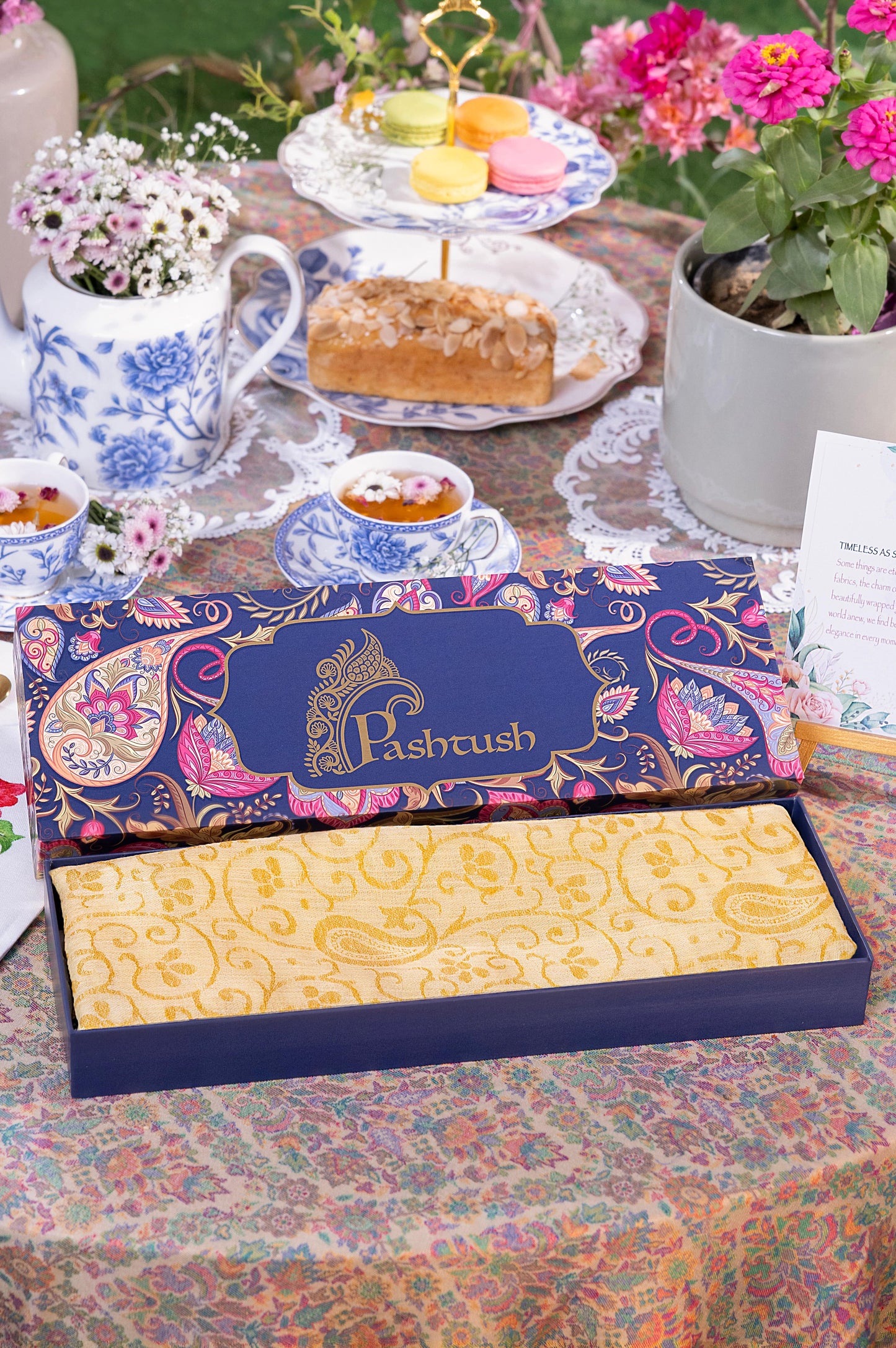 Pashtush India Gift Pack Pashtush Womens 100% Pure Wool With Woolmark Certificate Stole, Paisley Weave Design, Mustard