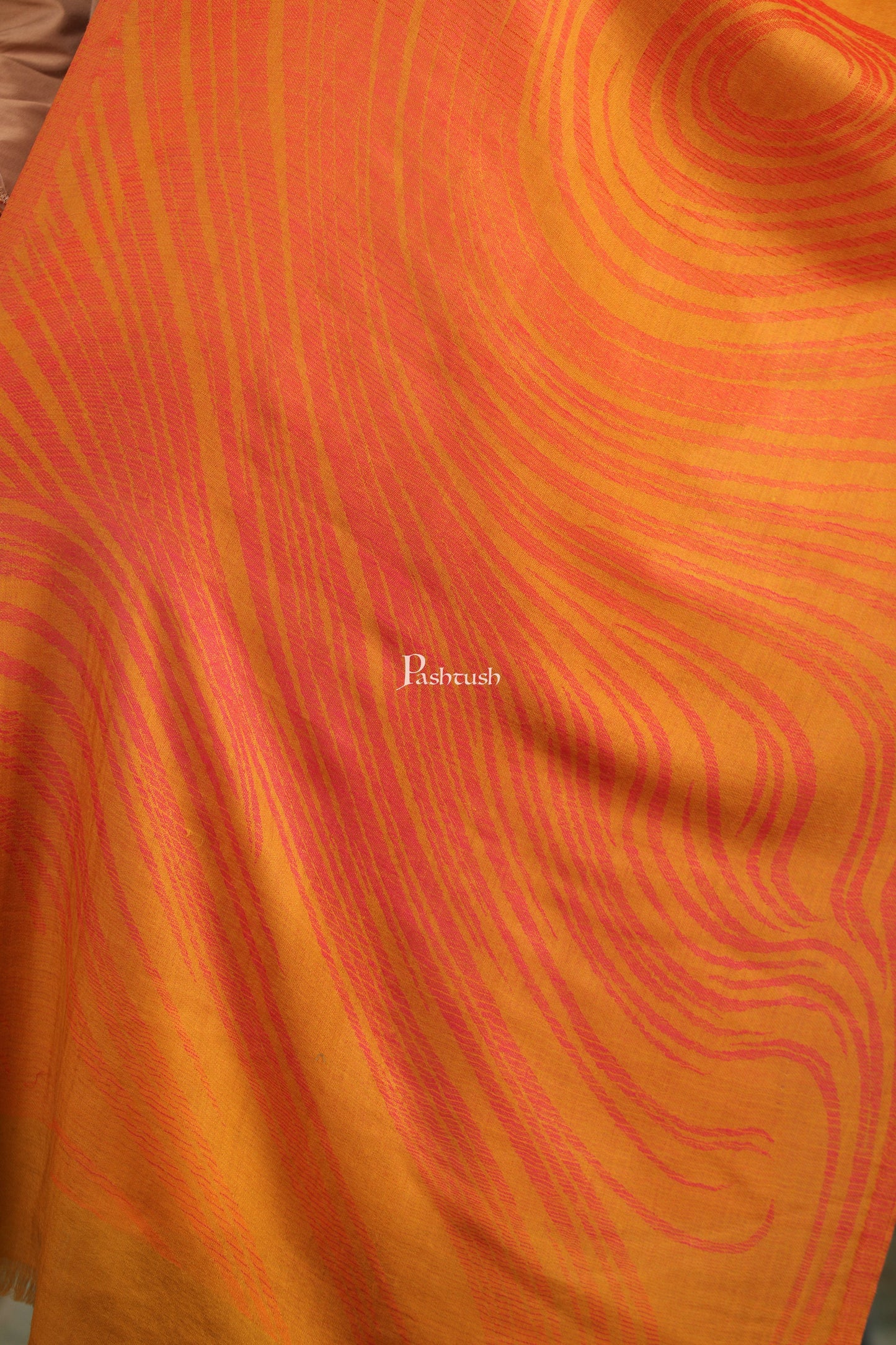 Pashwool Womens Stoles and Scarves Scarf Pashtush Womens 100% Pure Wool With Woolmark Certificate Stole, Paisley Weave Design, Mustard