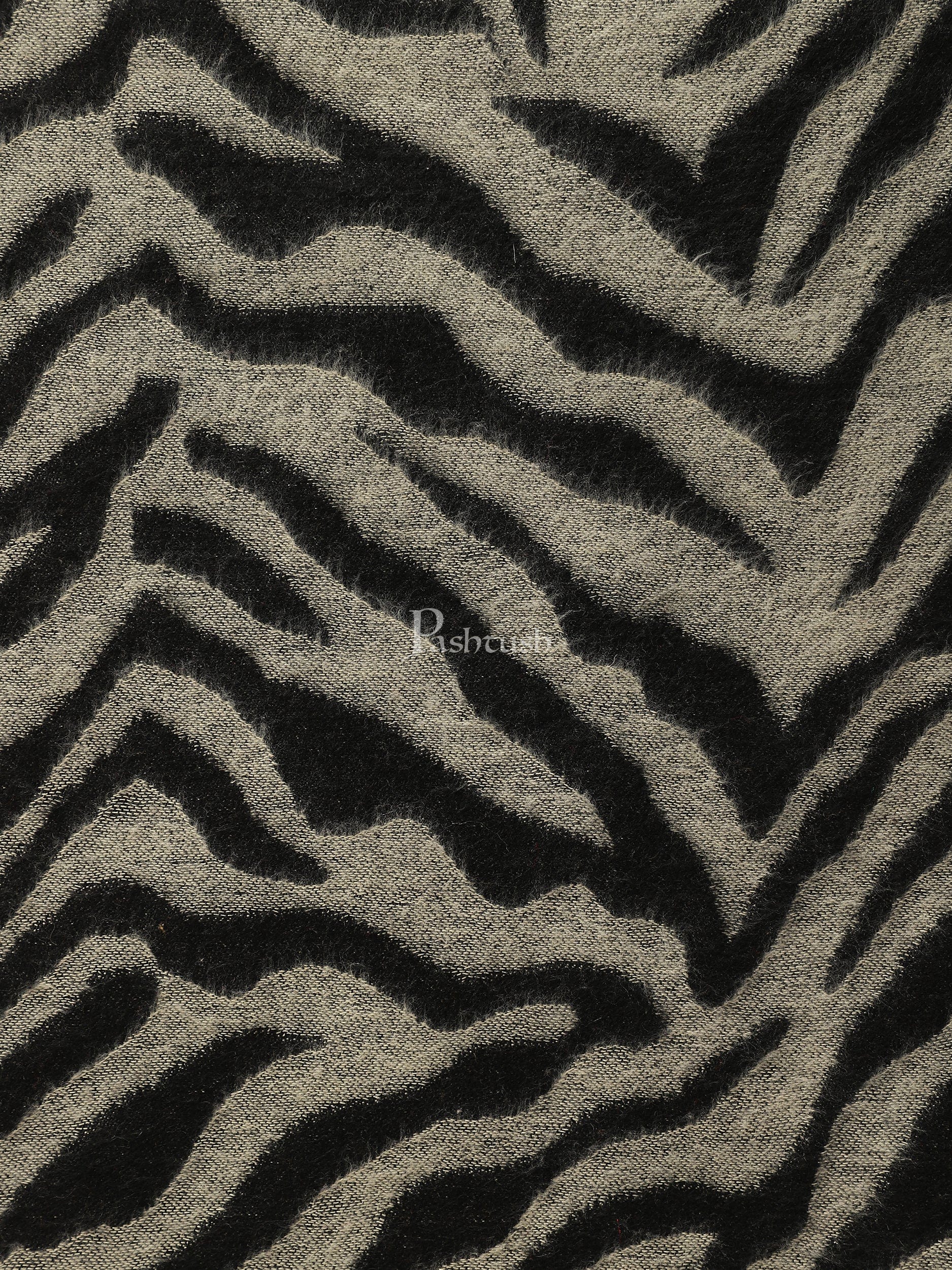 Pashtush India Womens Stoles and Scarves Scarf Pashtush womens Acro Wool Stole, Monotone Wild Stripes design, Black