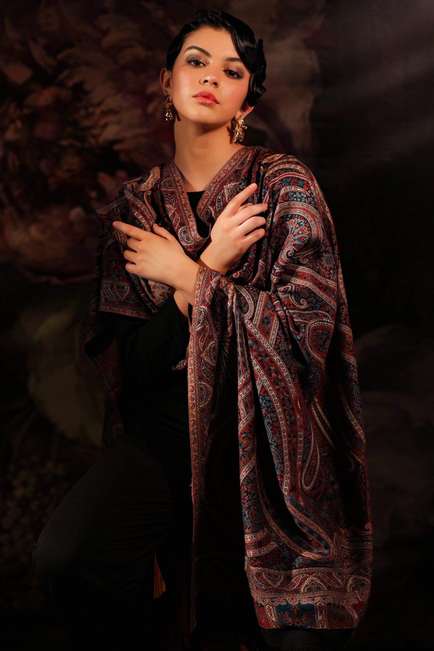 Pashtush Shawl Store Shawl Pashtush Womens Antique Heritage Design, Jamawar Shawl, Fine Wool