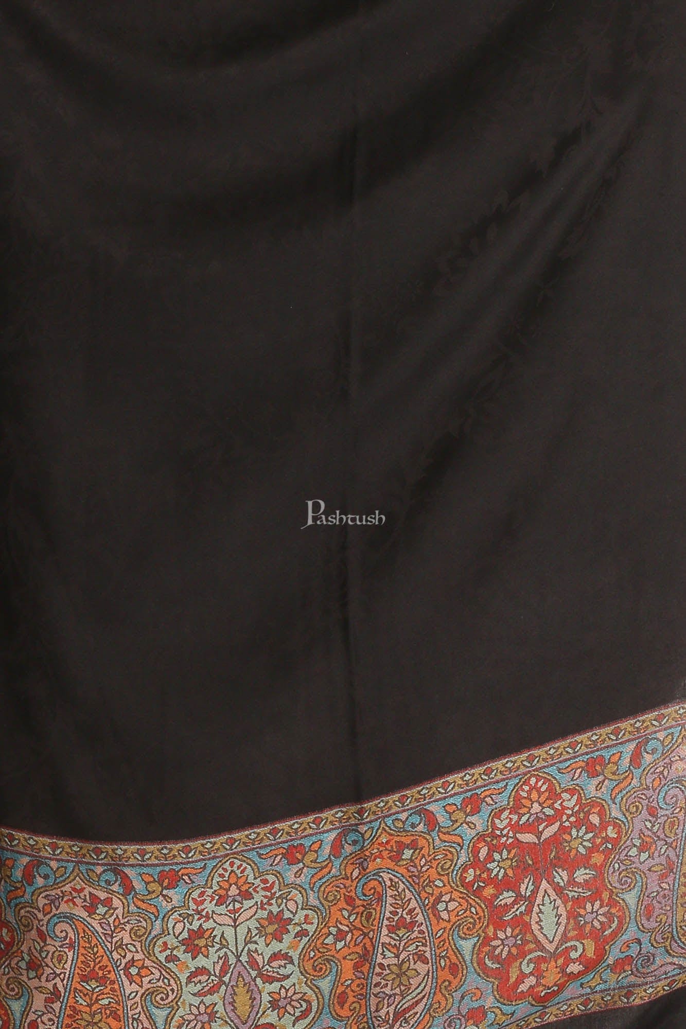 Pashtush India Womens Stoles and Scarves Scarf Pashtush Womens Bamboo Scarf, Woven Paisley Soft And Natural,Black