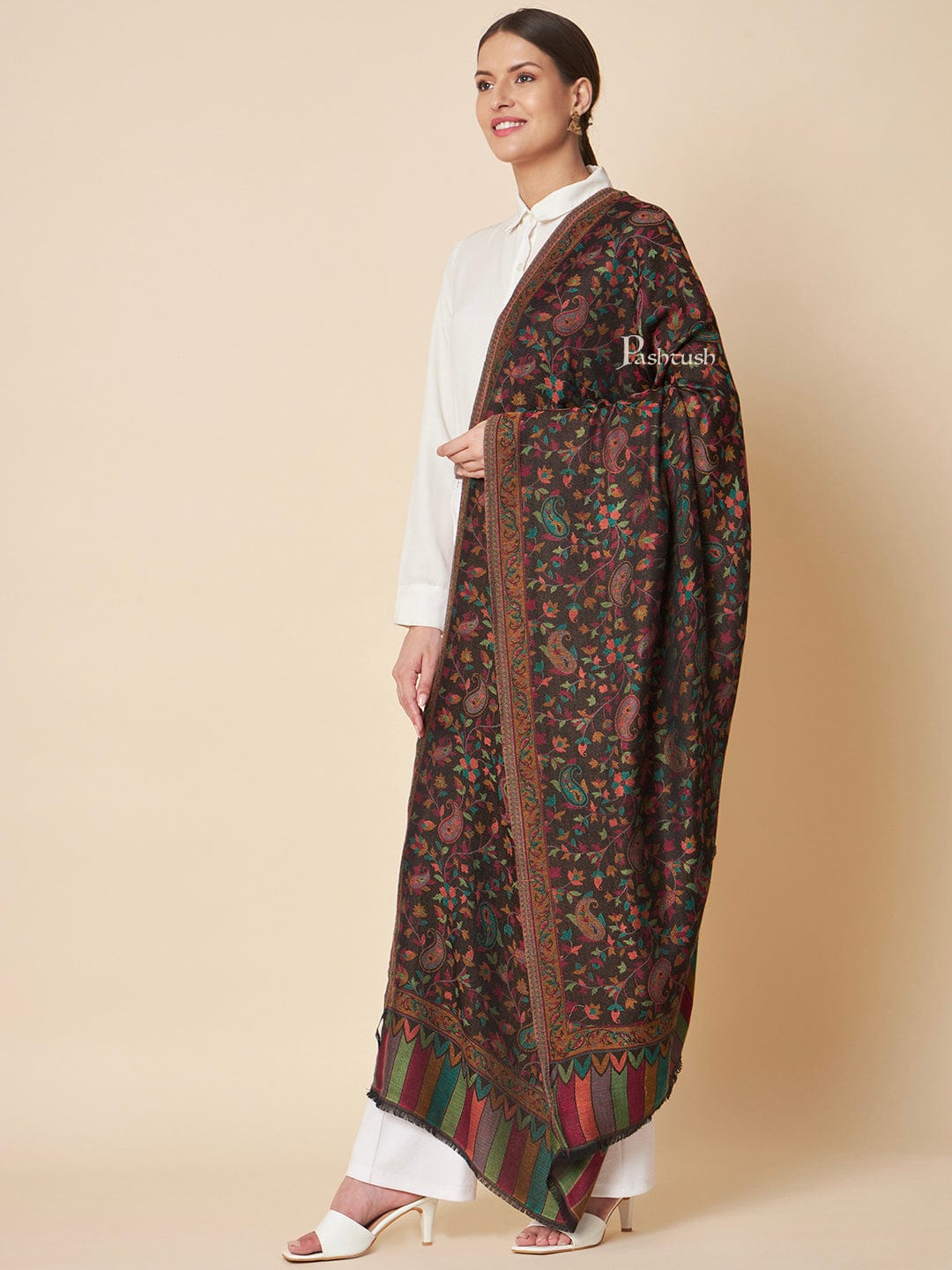 Pashtush India Womens Shawls Pashtush Womens Bamboo Shawl, Ethnic Woven Design, Multicolour