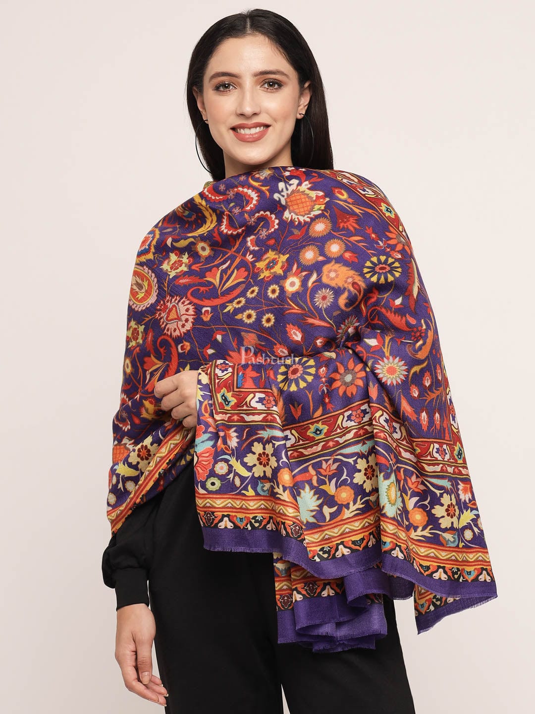 Pashtush India Womens Shawls Pashtush womens bamboo shawl, kalamkari printed design, Multicolour