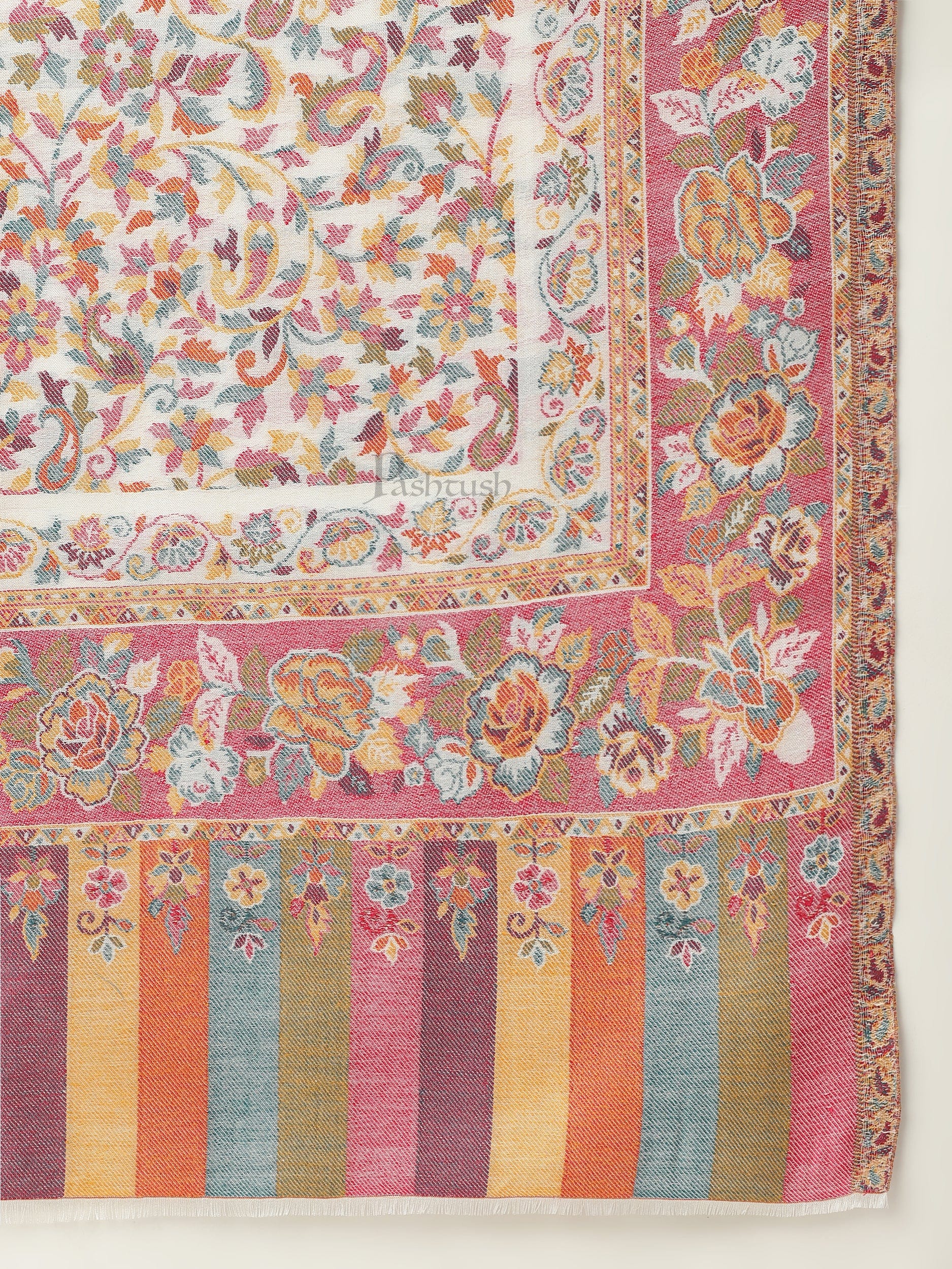 Pashtush India Womens Shawls Pashtush womens bamboo shawl, Woven ethnic design, Ivory