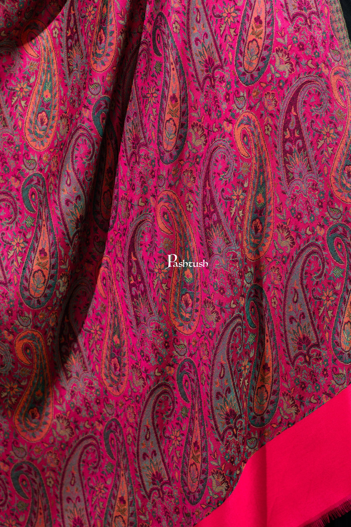 Pashtush India womens scarf and Stoles Pashtush Womens Bamboo Stole, Chanting Paisleys, Dark Pink