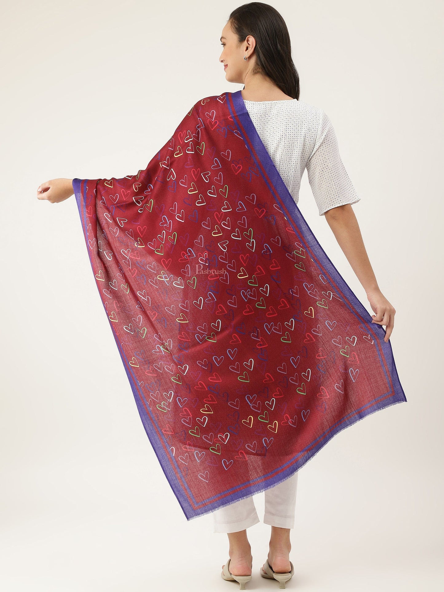 Pashtush India Womens Stoles and Scarves Scarf Pashtush womens Bamboo Stole, Cheerub Hearts design, Multicolour