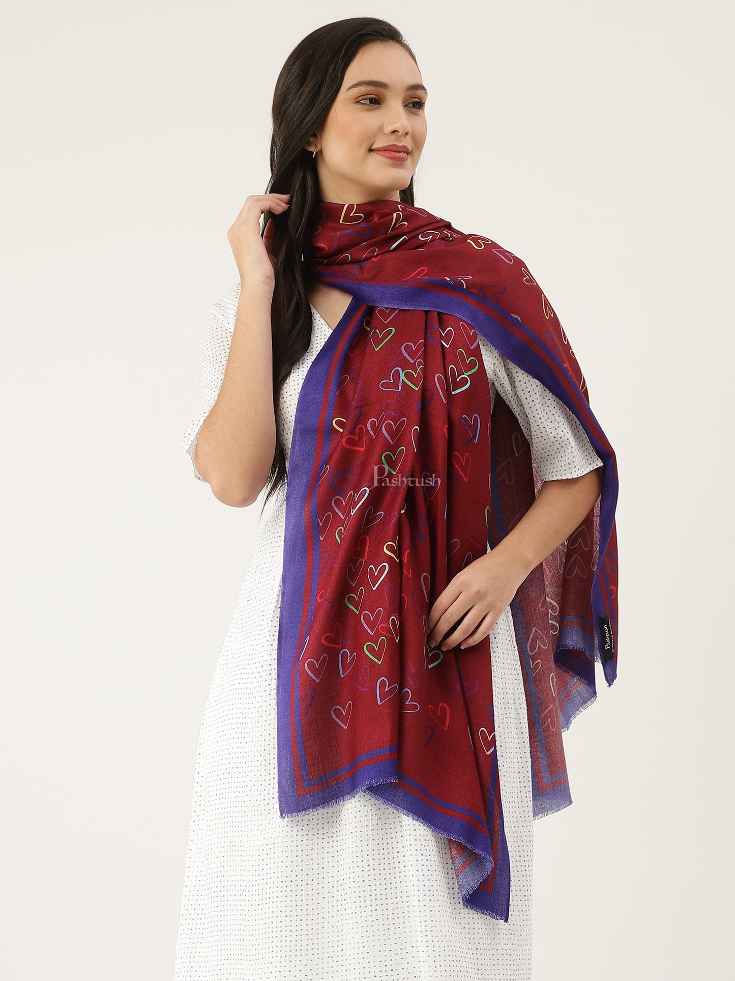 Pashtush India Womens Stoles and Scarves Scarf Pashtush womens Bamboo Stole, Cheerub Hearts design, Multicolour