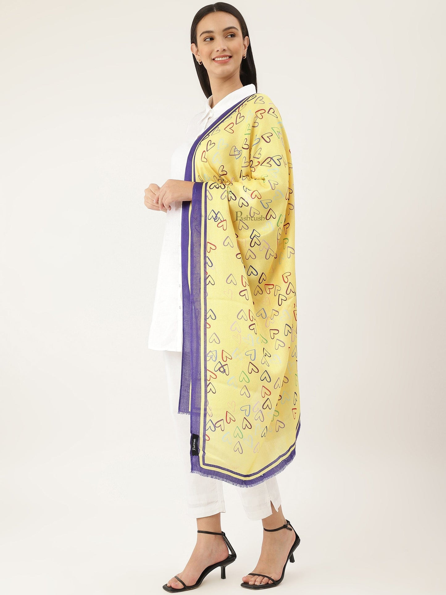 Pashtush India Womens Stoles and Scarves Scarf Pashtush Womens Bamboo Stole, Cheerub Hearts design, Multicolour