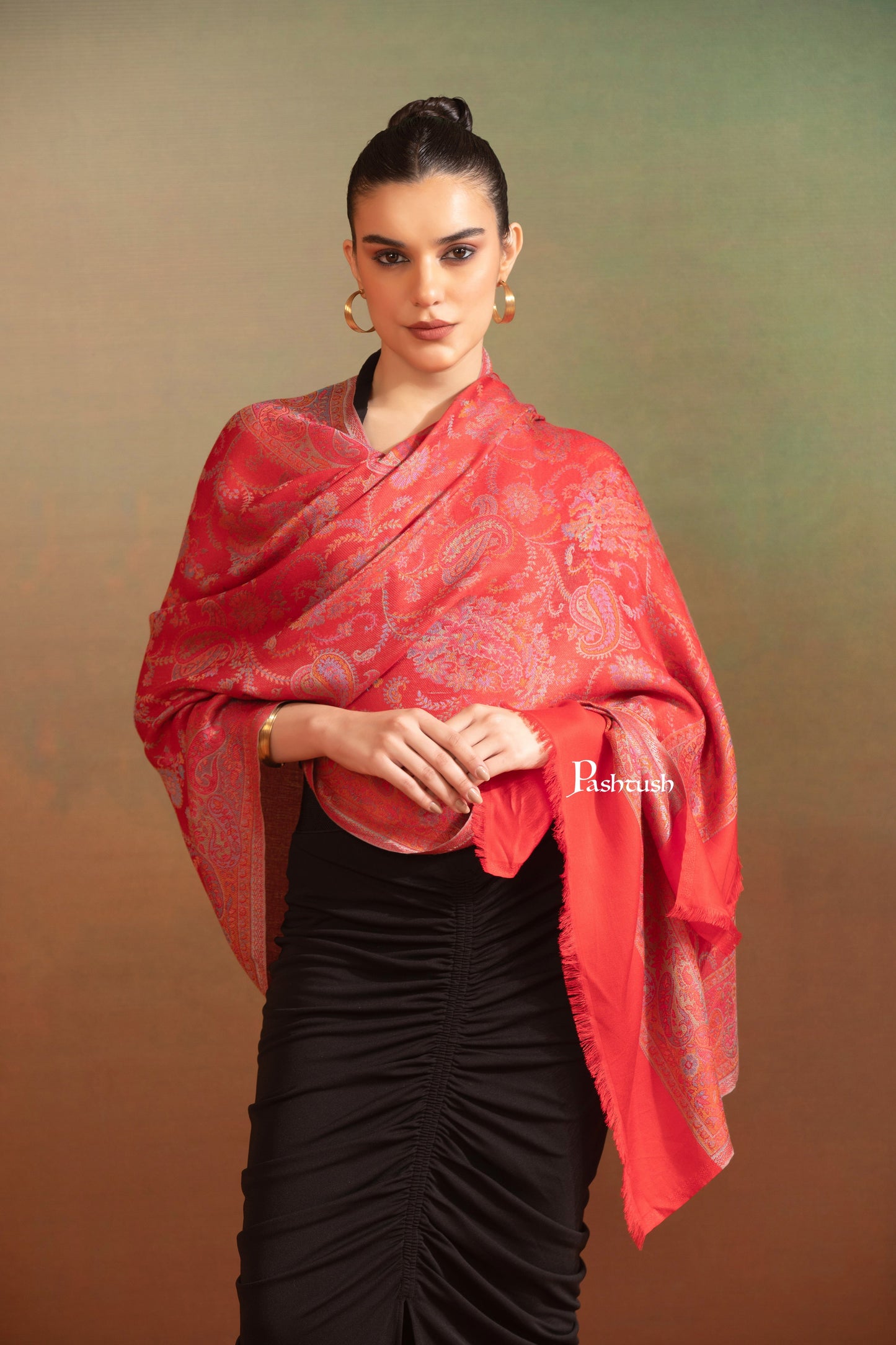 Pashtush India Womens Stoles and Scarves Scarf Pashtush Womens Bamboo Stole, Design, Maroon